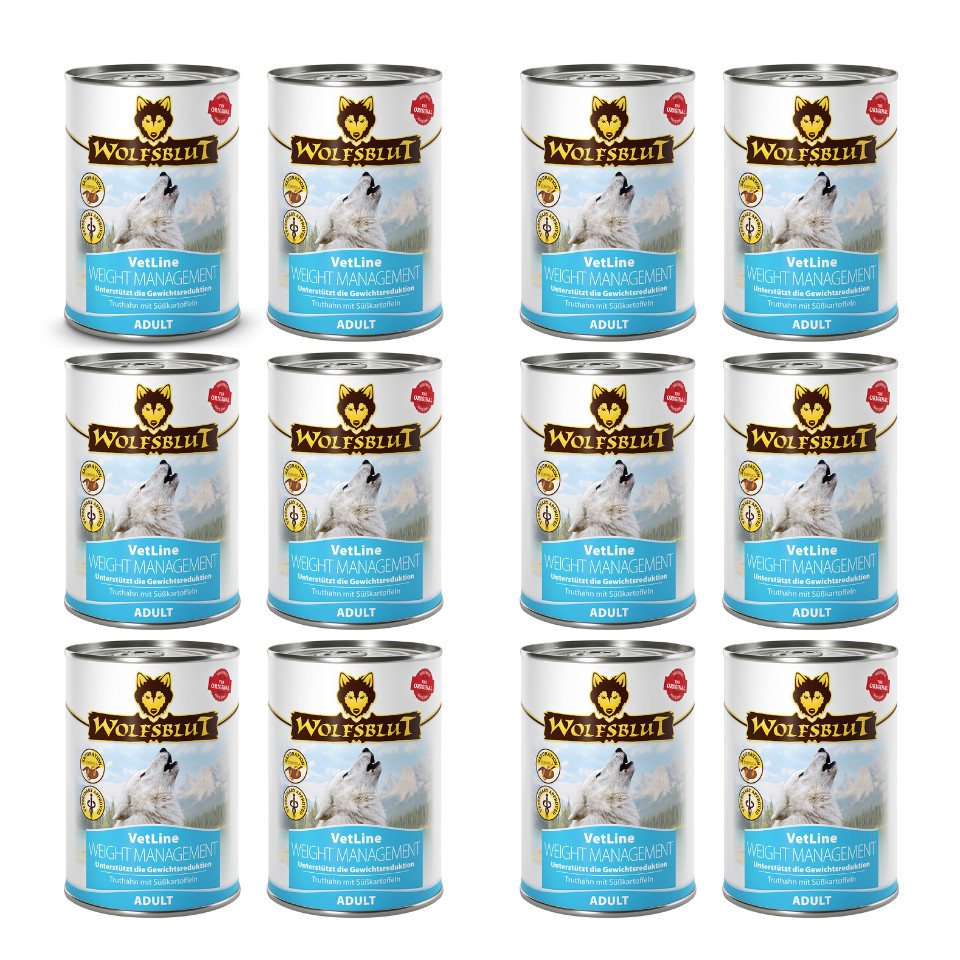 Wolfsblut Vetline Weight Management - Nassfutter bei Übergewicht oder Diabetes 12x395g, Nassfutter für: Hunde