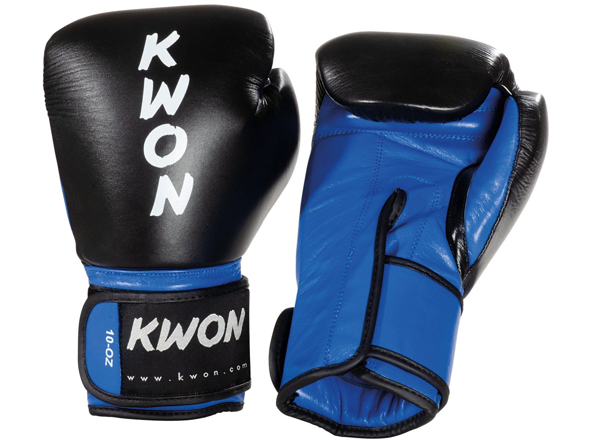 Champ Leder, schwarz/blau Box-Handschuhe Thaiboxen Paar), Kickboxen KO Profi Profi Ergo KWON anerkannt Leder Boxen Ausführung, (Vollkontakt, Boxhandschuhe Form, Echtes WKU