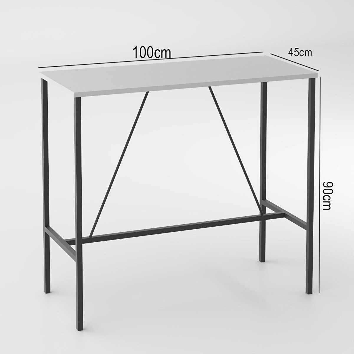 en.casa Küchentisch, Rechteckig, 45 x 100, Metallbeine 91508774