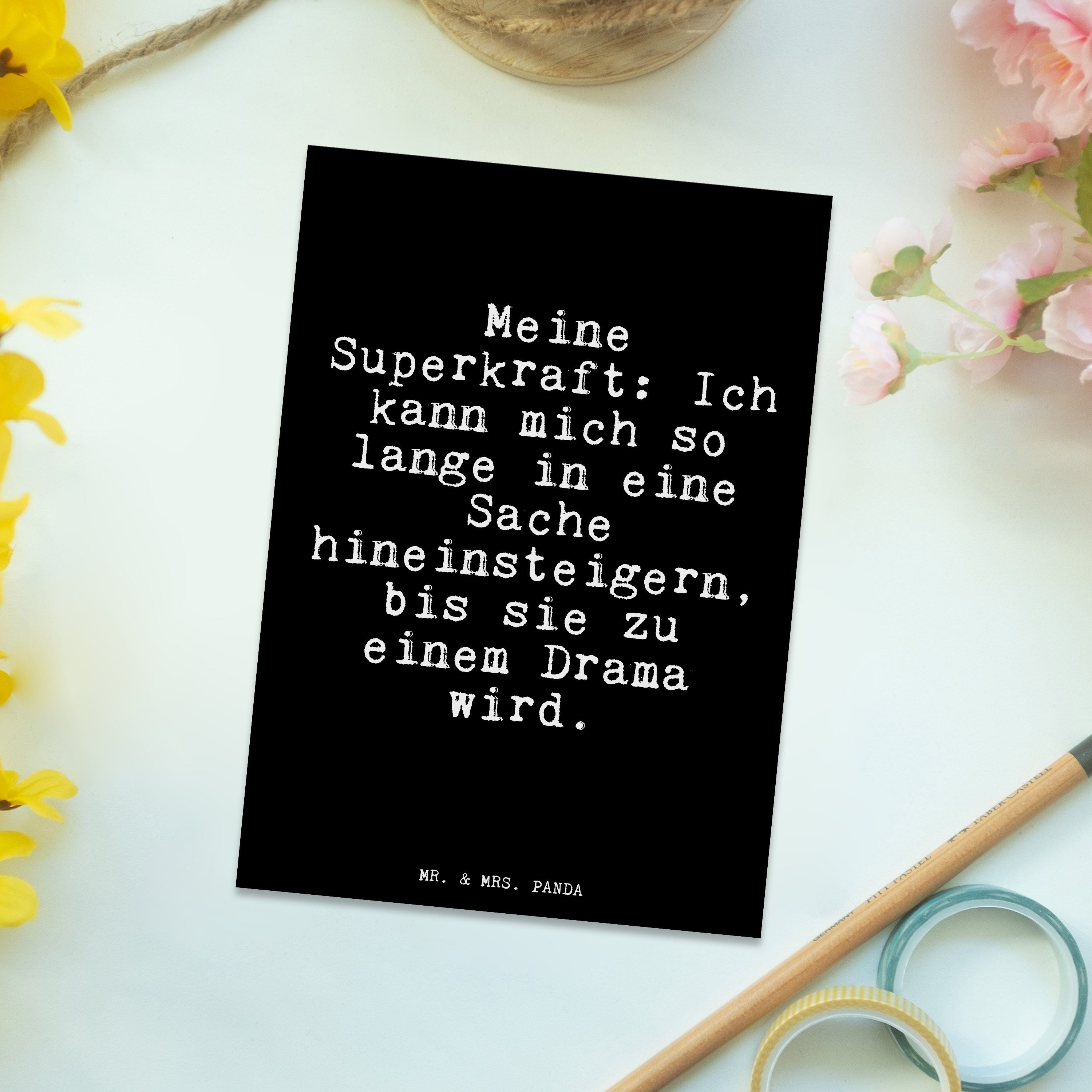 & Postkarte Superkraft: - Panda - Mann, Geschenk, Schwarz kann... Geschenkkar Mr. Meine Ich Mrs.