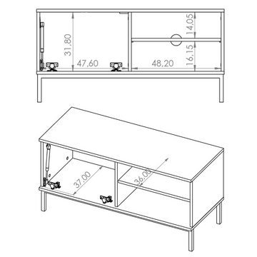 Lomadox Wohnwand PERIA-132, (2-St., 2-tlg), Wohnmöbel Set, Sideboard & TV Lowboard, in Esche schwarz