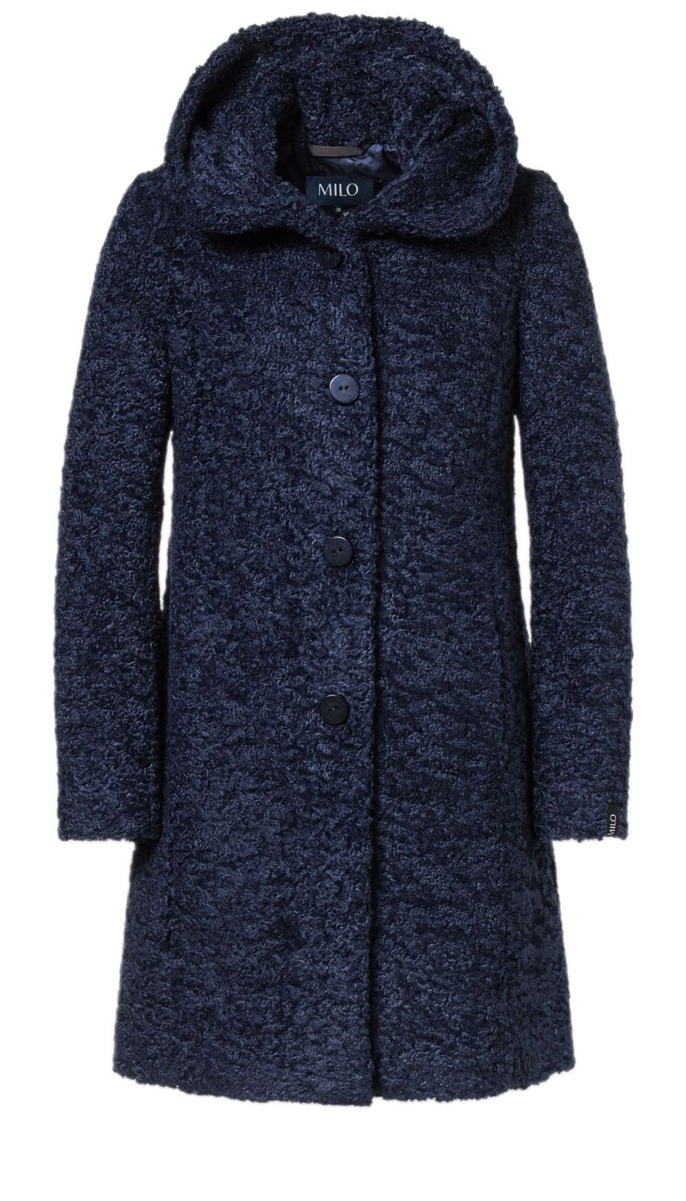 Milo Wintermantel Stella mit Kapuze (Teddyfell) navyblau Damen