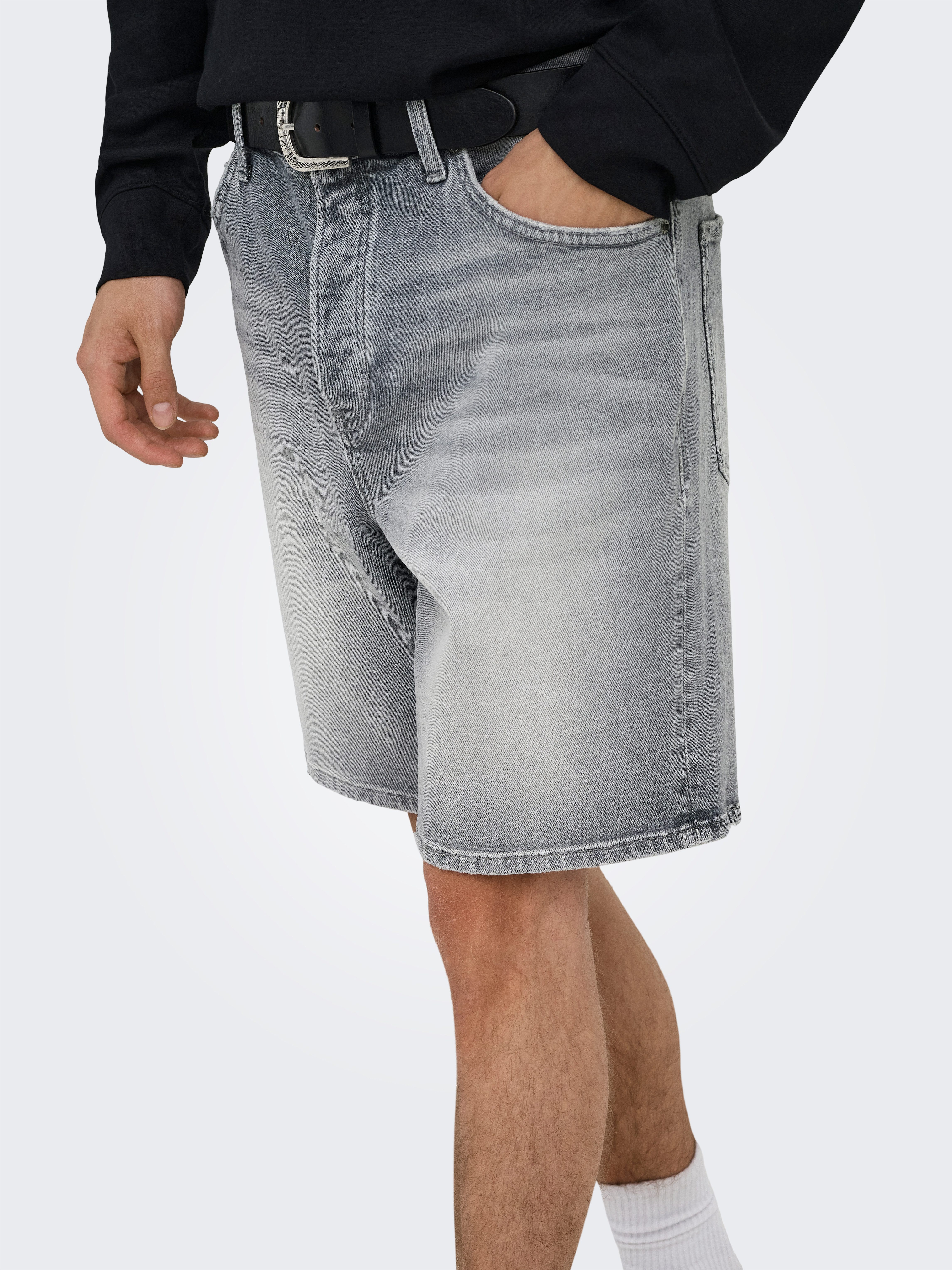 ONLY & SONS Jeansshorts ONSEDGE PERF MG 9375 DOT DNM SHORTS NOOS Baumwollmischung, straight fit
