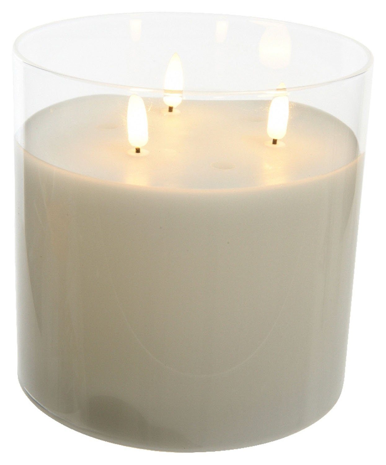 Kaemingk LED-Kerze EMEFLA, Batteriebetrieben, 13 x 15 cm, Echtwachs, Glas, günstig online kaufen