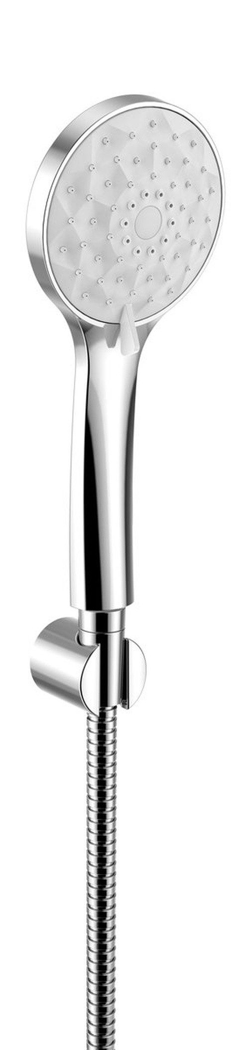 Sapho Handbrause Dusche-Set 4 Brausearten, Silikondüsen, fester Halter, Schlauch 1500mm, Sapho-1204-61