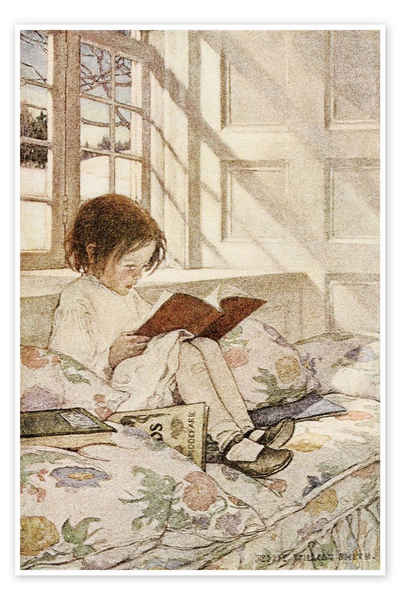 Posterlounge Poster Jessie Willcox Smith, Bilderbücher im Winter, Kindergarten Vintage Kindermotive