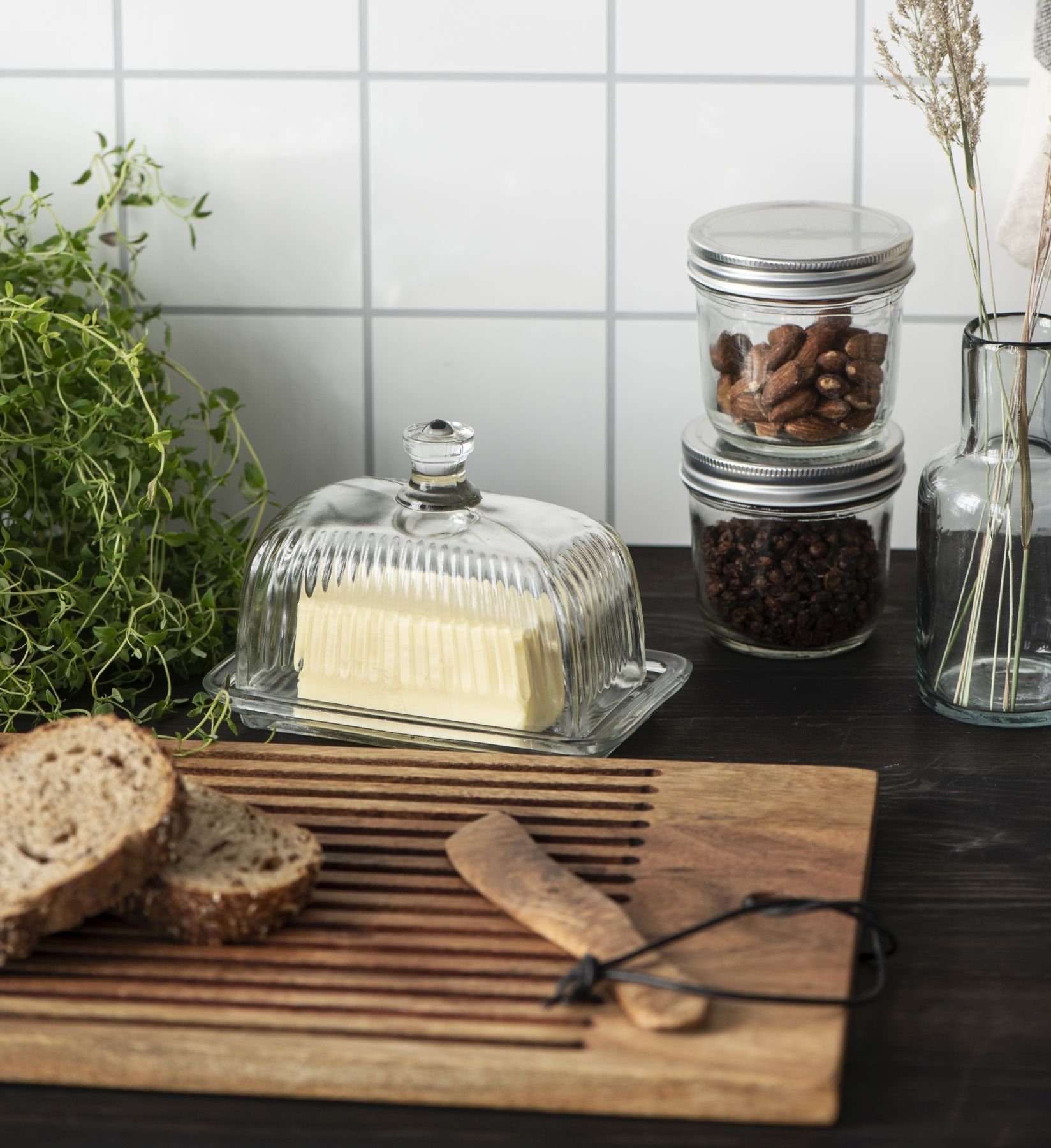 Ib Laursen Butterdose Ib Laursen - Butterdose mit Rillen aus Glas (8527-00) Butterschale