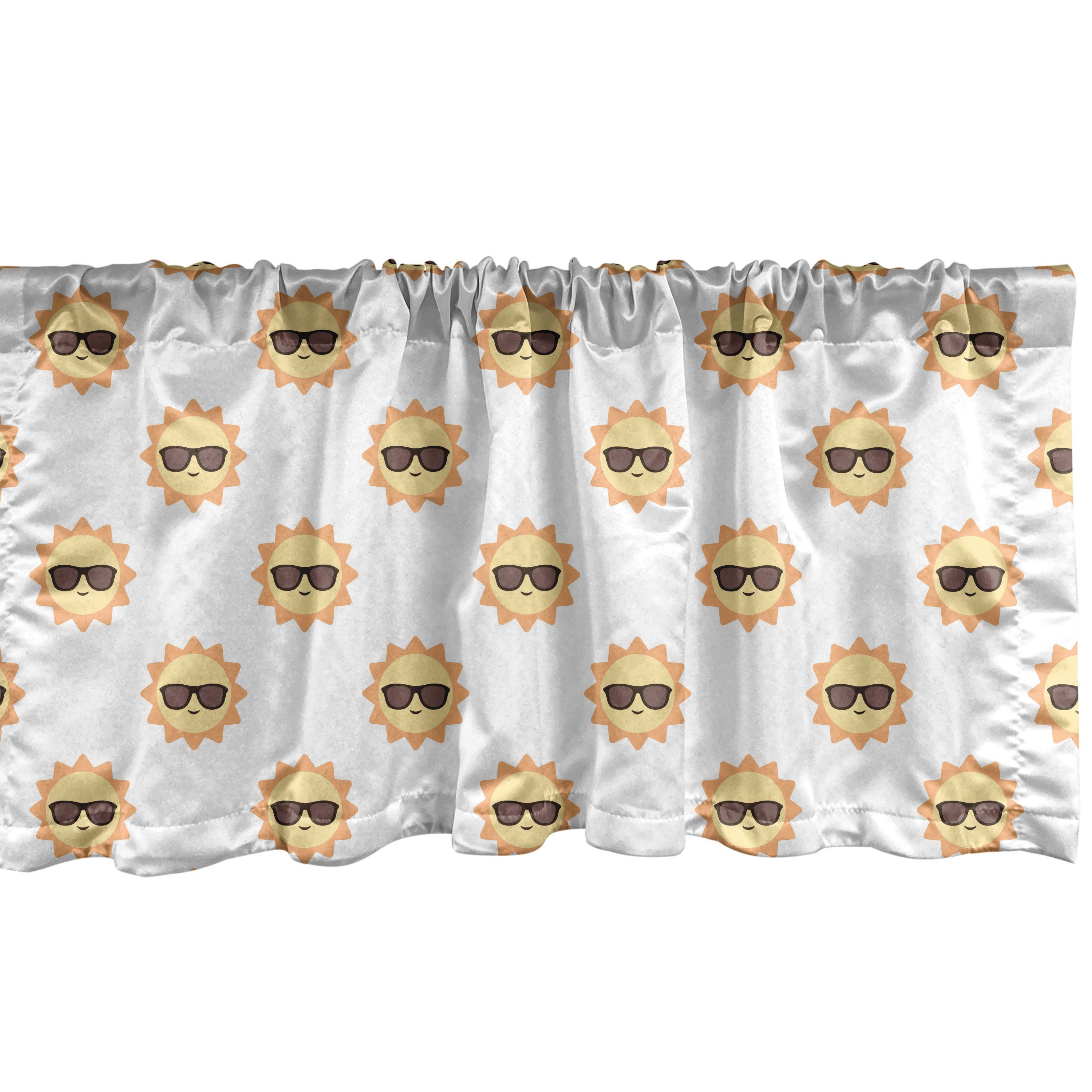 Scheibengardine Vorhang Volant für Küche Schlafzimmer Dekor mit Stangentasche, Abakuhaus, Microfaser, Sommer Lächeln Sonnen tragen Brillen