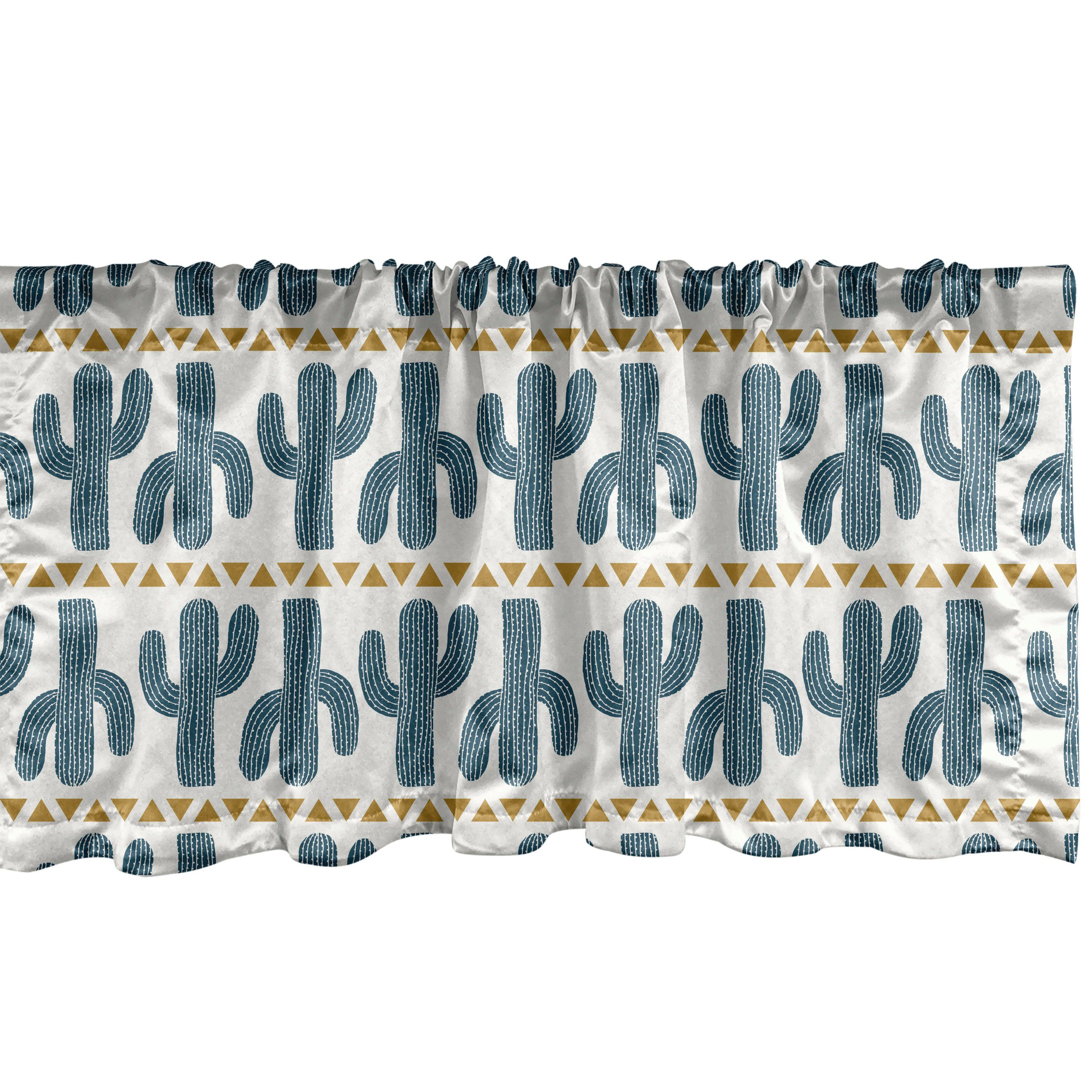 Scheibengardine Vorhang Volant für Küche Schlafzimmer Dekor mit Stangentasche, Abakuhaus, Microfaser, Saftig Boho Cactus und Triangles