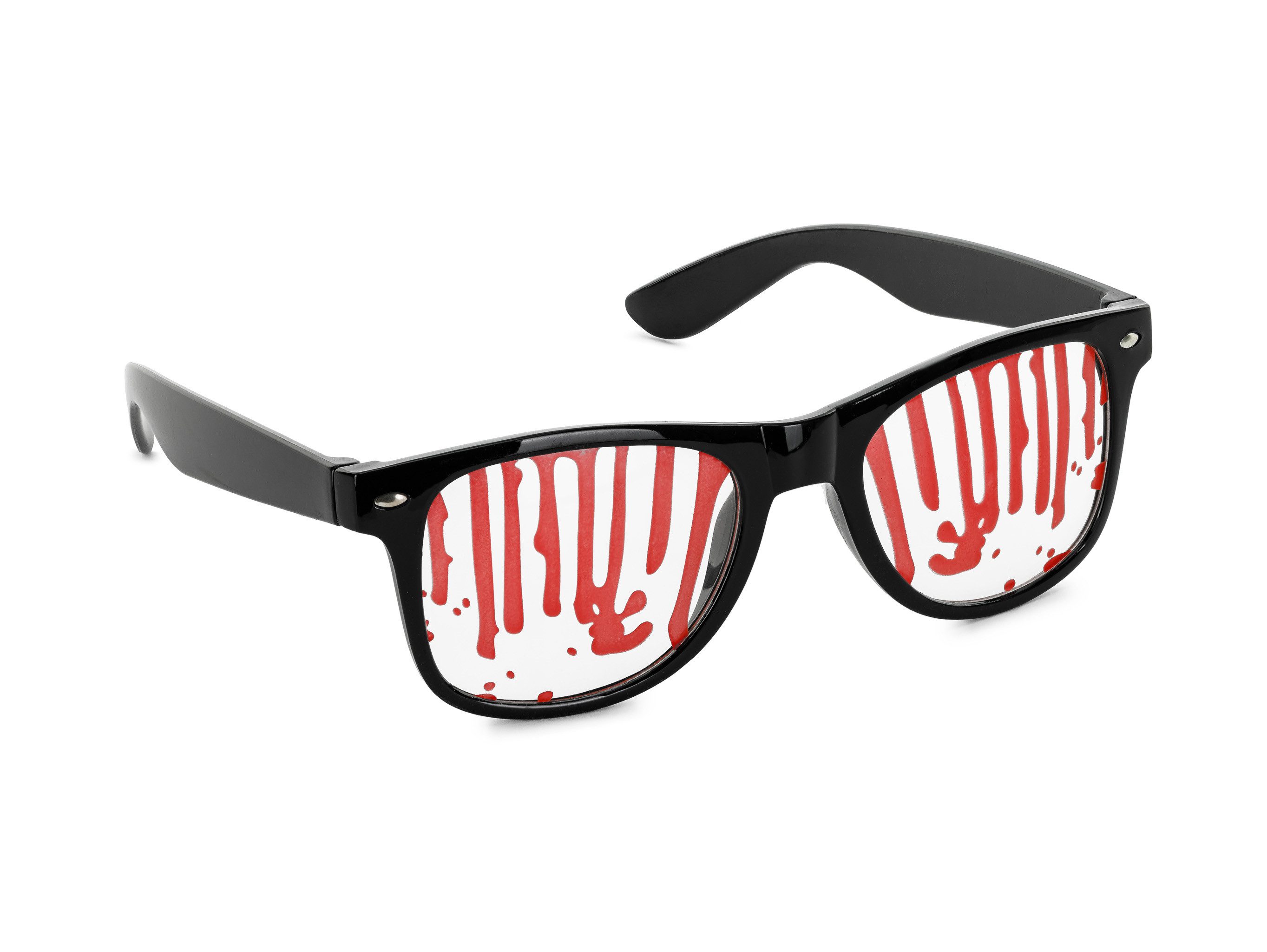 partydeco Kostüm, Partybrille Blutspur 14,5x 4,9cm - Schwarz Rot