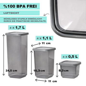Parpalinam Vorratsdose Luftdicht 12er Set Aufbewahrungsbox BPA Frei Frischhaltedosen, Kunststoff, (Spar-Set, 12-tlg., 12er Set, 24er Set), Spülmaschinenfest