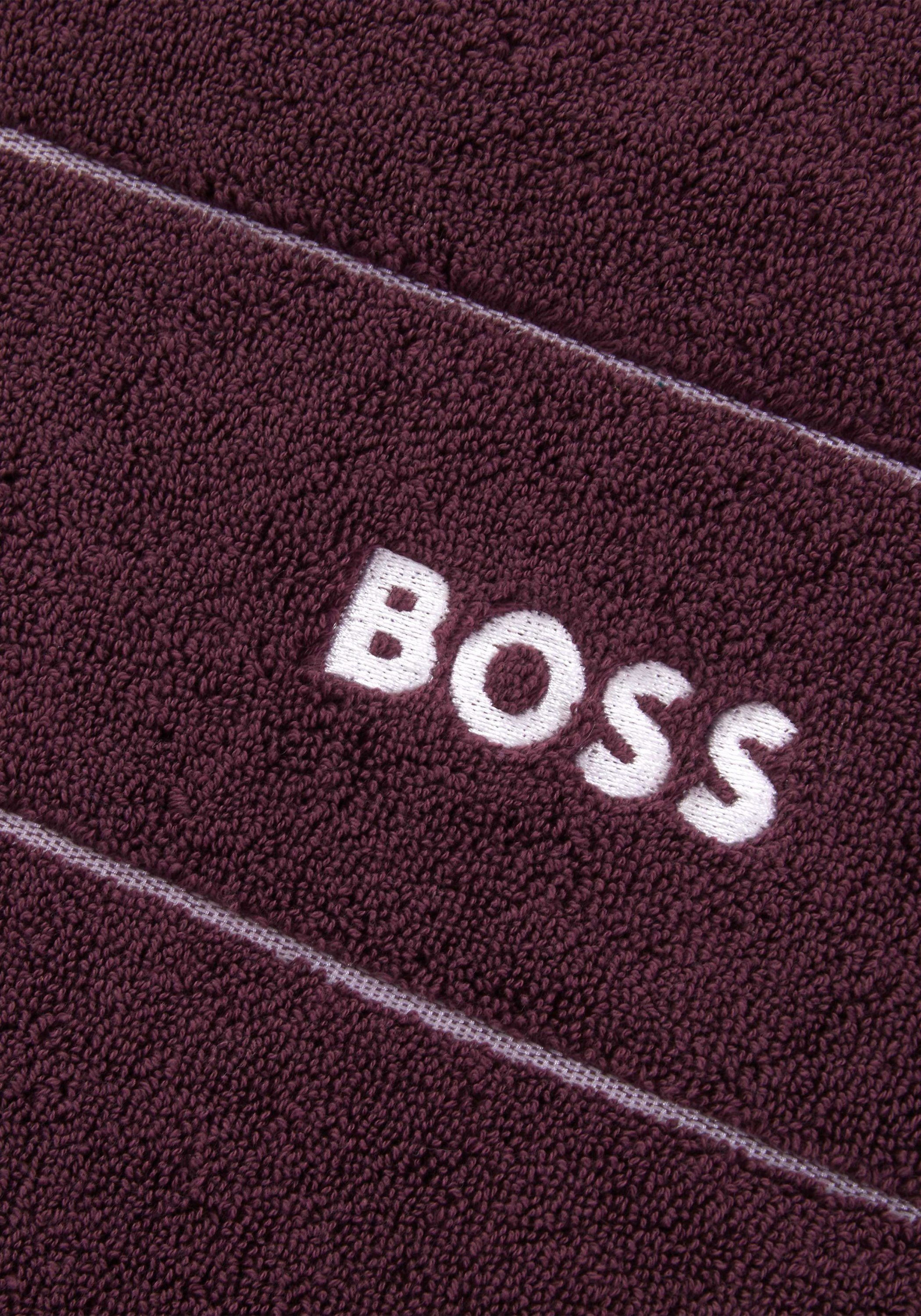 Hugo Boss Home Gästehandtücher PLAIN Baumwolle, BURGUNN mit modernem 100% Design (2tlg)
