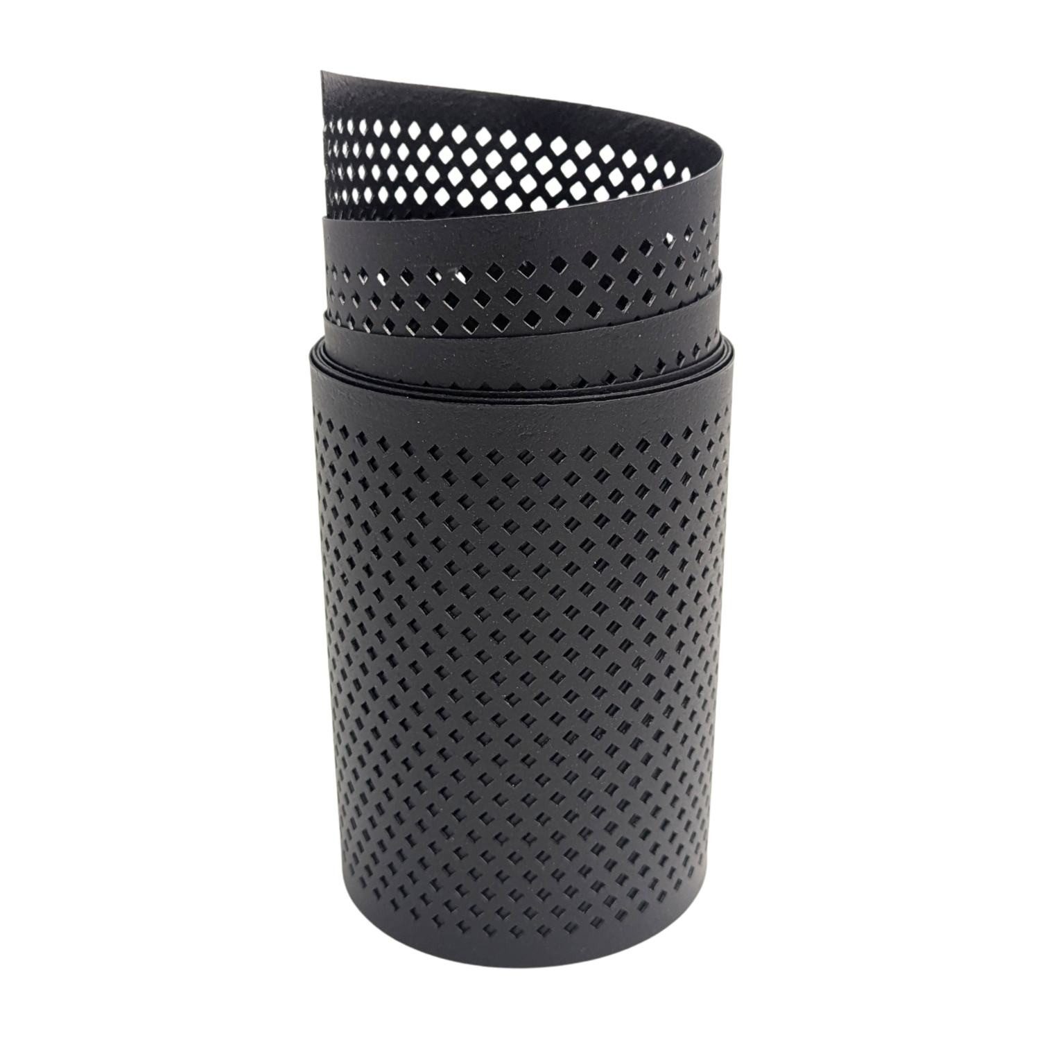 zaunzu Sichtschutzstreifen Polyal ECO Gelocht DIAMANT Streifen Schwarz 2,55m, (1x ECO, Einzelstreifen oder Rolle), Langlebiges Material - UV-beständig