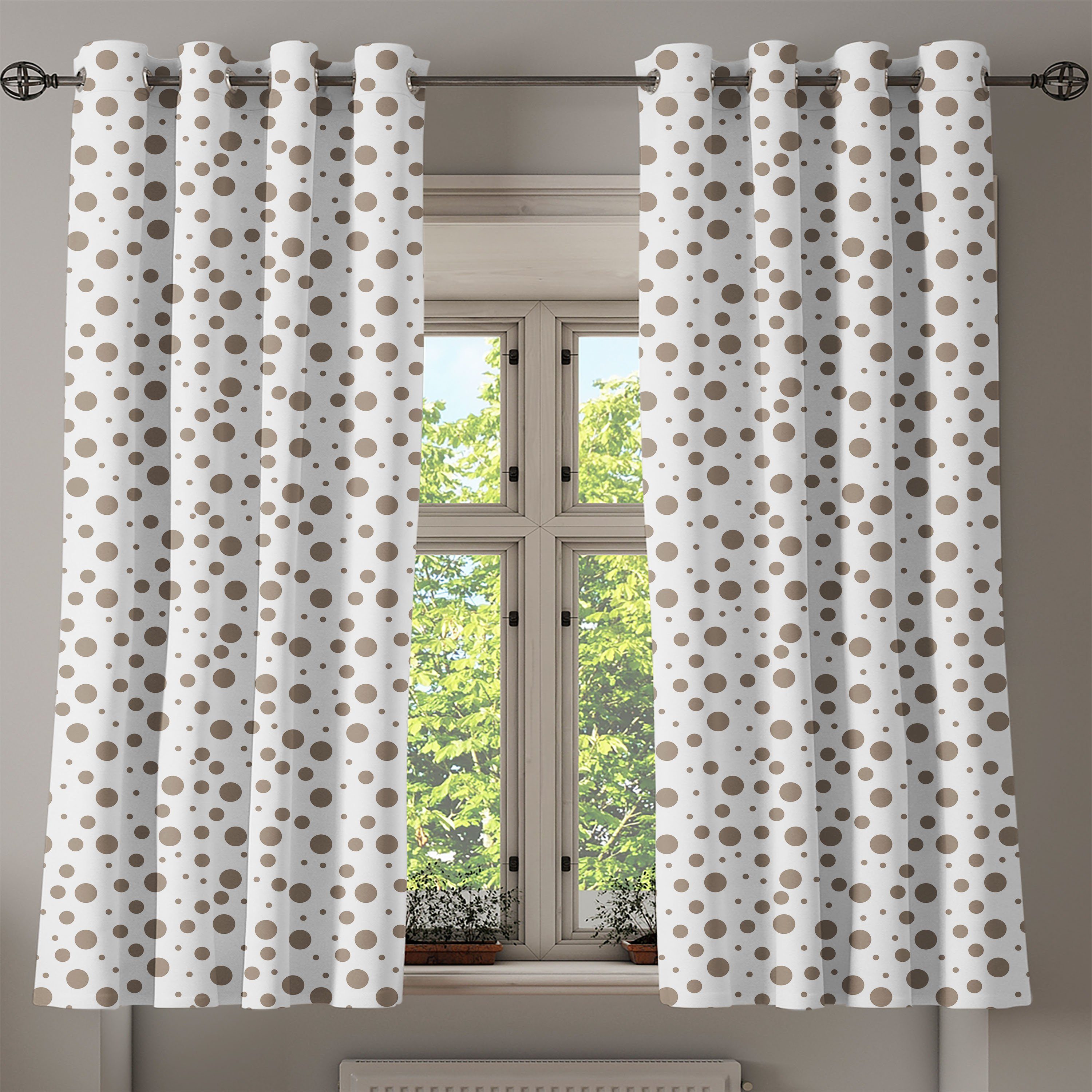 Spots Dekorative Abakuhaus, 2-Panel-Fenstervorhänge Braun Wohnzimmer, Großer Schlafzimmer Gardine für Tropfen kleiner