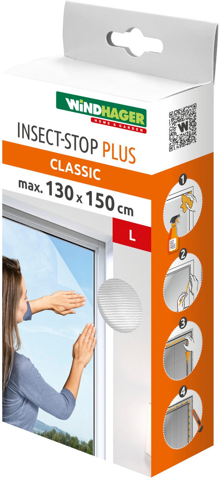 Windhager Moskitonetz Plus für Fenster, Klettband Insektenschutz ohne bohren, 130 x 150 cm (1 St), Insektenschutzgitter, Moskitonetz erhältlich in anthrazit oder weiß