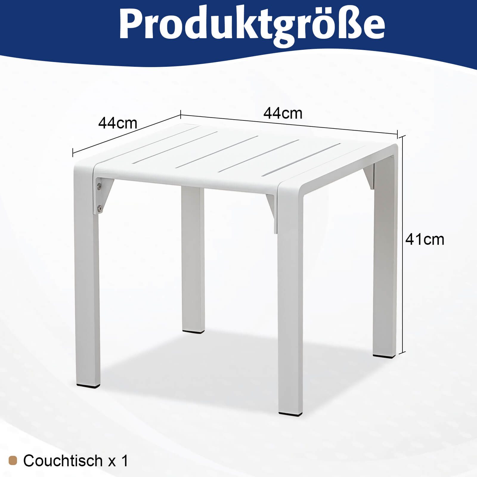 MeXo Gartenlounge-Set Lounge Gartenmöbelset Aluminium Wetterfest, (Couchtisch, 1-tlg., 44 x 44 x 41 cm), wetterfest Gartentisch für 1-2 Personen – Bild 4 von 4