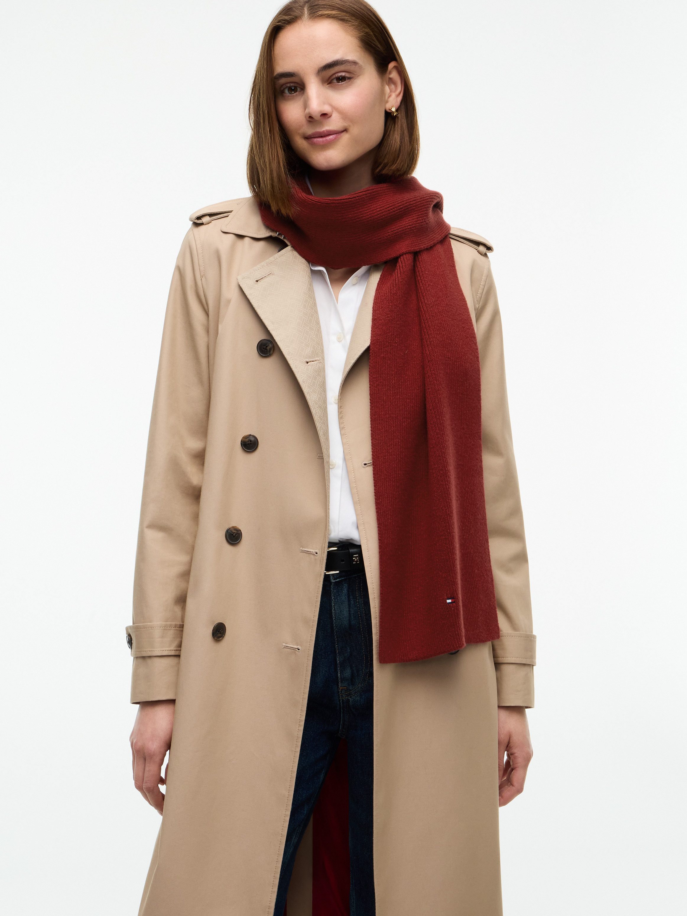 Tommy Hilfiger Strickschal TH FLAG KNIT SCARF, mit Wolle und Hilfiger Flag