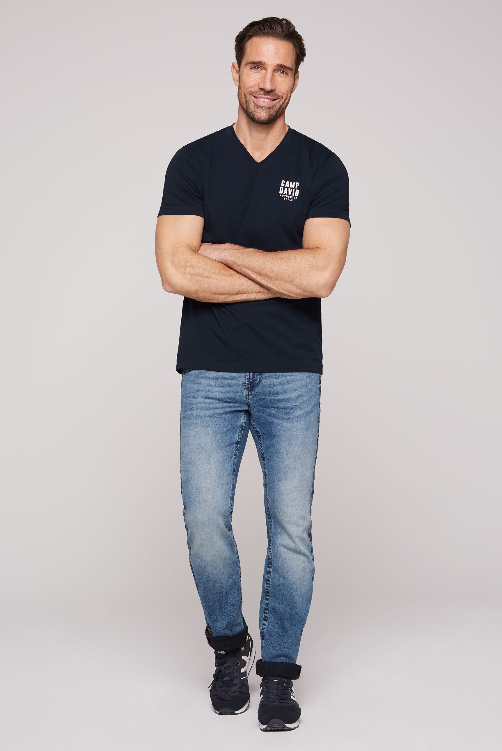 CAMP DAVID V-Shirt mit Elasthan-Anteil