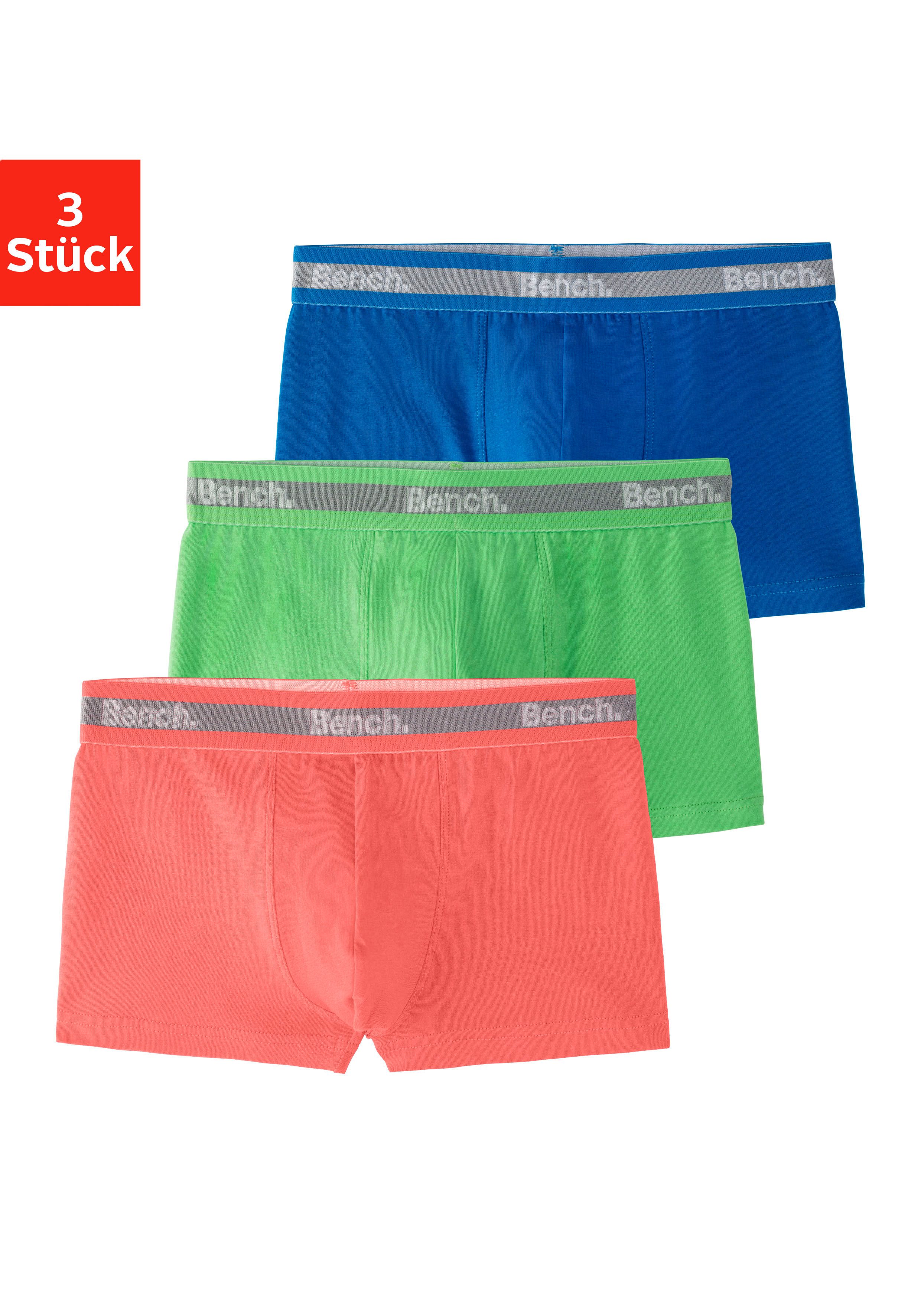 Bench. Boxer Boxershorts für Jungen (Packung, 3-St) unifarben, mit Logoschriftzug, Baumwollmischung