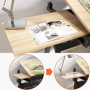 Dripex Zeichentisch höhenverstellbarer Schreibtisch mit kippbarer Tischplatte