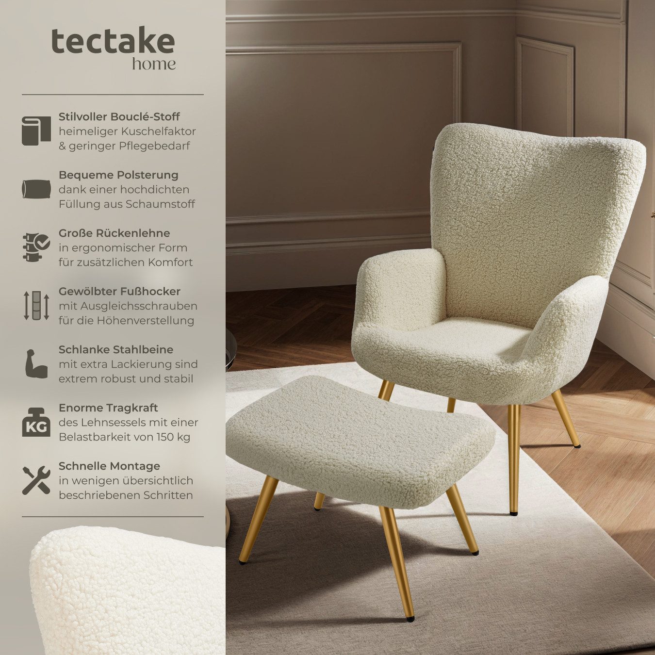 tectake Relaxsessel Sessel Hygge gepolstert inklusive günstig online kaufen