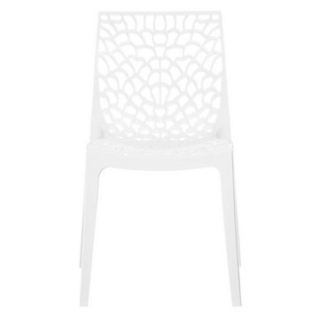 Homestyle4u Gartenstuhl Design Stuhl Set 2 4 oder 6 Stühle Weiß (2er Set), stapelbar