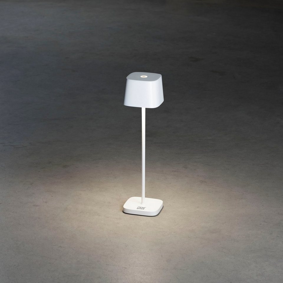 Capri-Mini Capri-Mini, Warmweiß, Tischleuchte LED KONSTSMIDE LED eckig fest dimmbar, weiß, integriert, 2700/3000K, USB-Tischl.