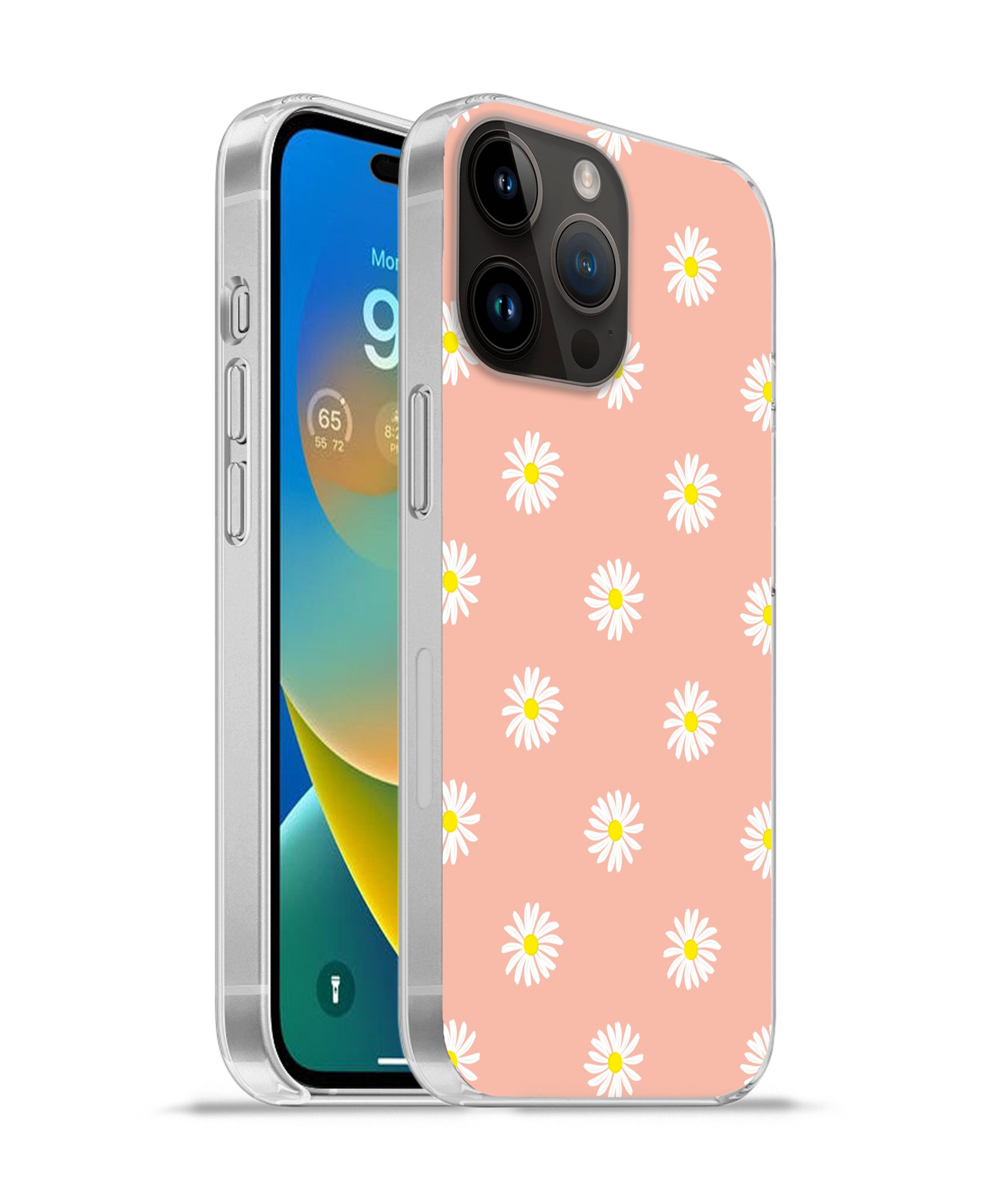 MuchoWow Handyhülle für Apple iPhone 14 Pro Max Gänseblümchen - Pastell - Weiß - Rosa - Bl, Smartphone-Bumper, Print, Handy Schutzhülle Dünn