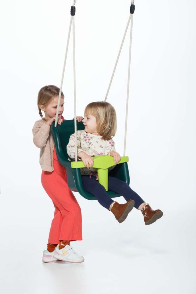 DICE Babyschaukelsitz Kunststoff-Babyschaukel Grün mit beigem geflochtenem Seil, {<!-- -->{ Vorgang.EigeneFelder.Otto.Besondere_Merkmale }}