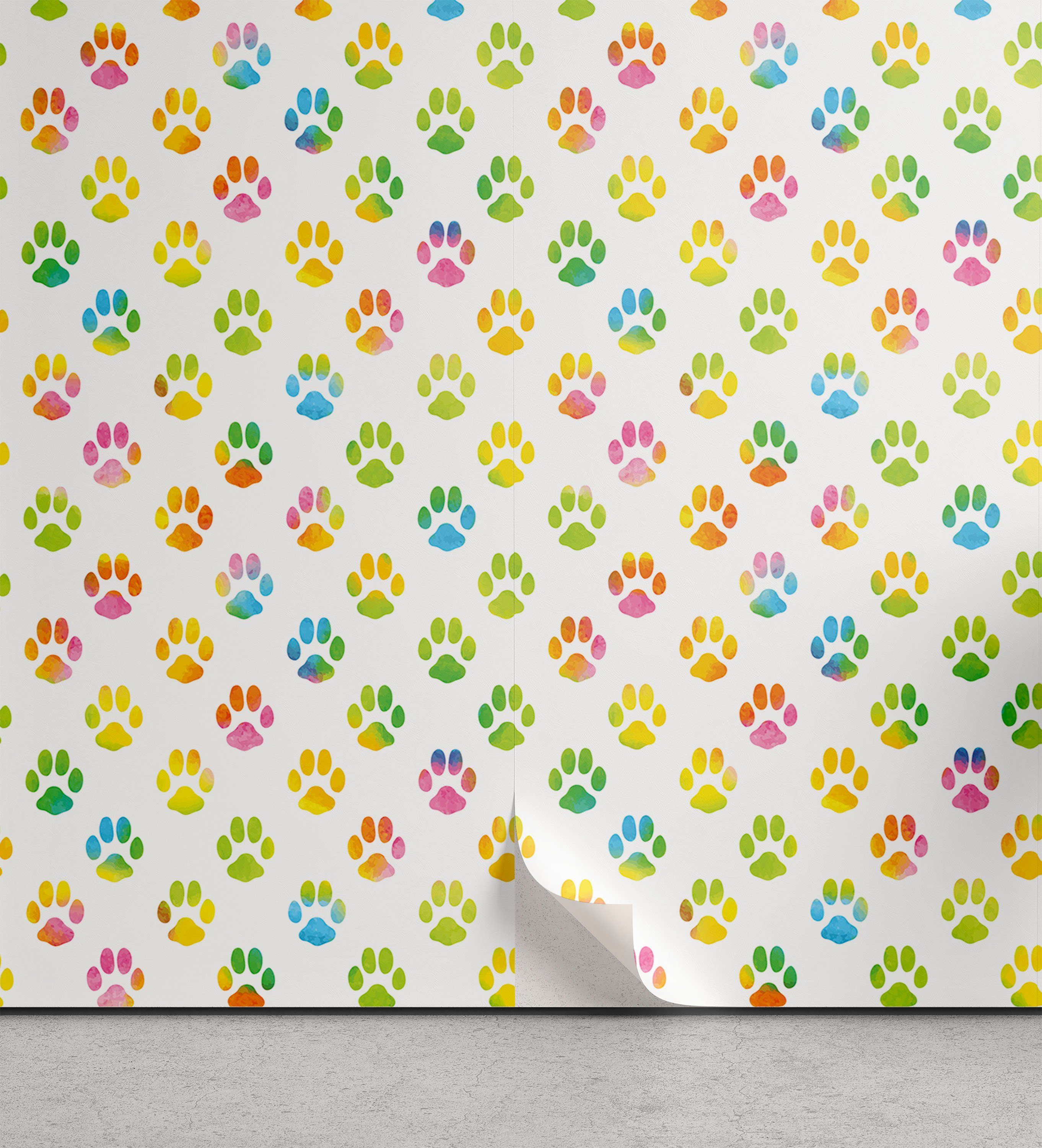Abakuhaus Vinyltapete selbstklebendes Wohnzimmer Küchenakzent, Hundeliebhaber Abstrakt Fußabdruck