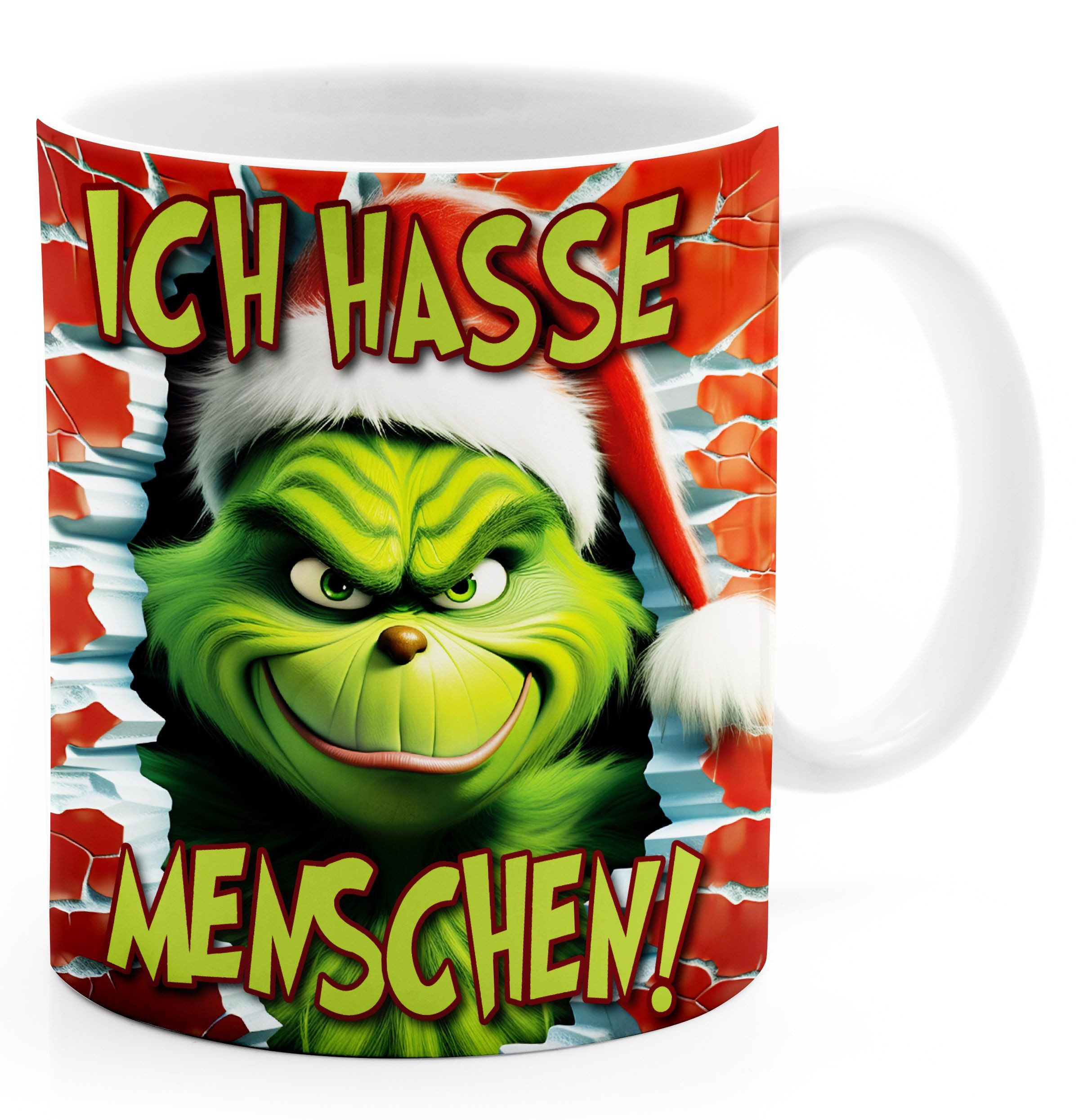 Tasse Tasse Weihnachten 3D Grinch Ich hasse Menschen XMAS Merry Grinchmas