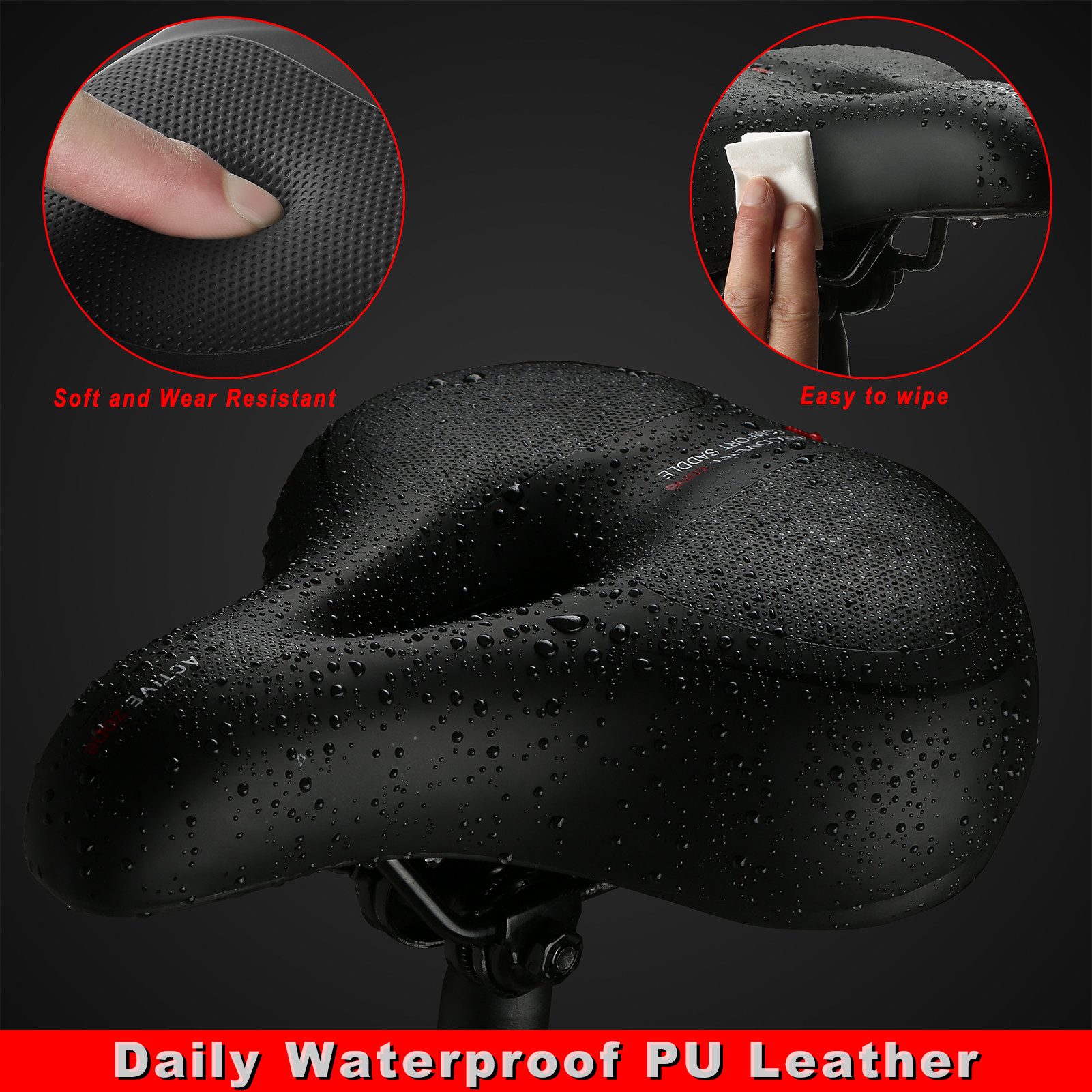 Refined Living Fahrradsattel Bequem Weich Fahrrad Sattel Wasserdicht Atmungsaktiv mit Reflektor (Bequemer Fahrradsättel,Memory Foam, Gel Fahrradsitz, Ergonomischer Fahrradsattel, Bequemer Fahrradsättel für StadtradfahrenBequemer Fahrrad Sattel für Damen Herren, Bike seat, Fahrradsattel Herren, 1-tlg., Fahrradsattel Übergroßer Komfort Gepolsterter,Breiter Fahrradsitz), für Indoor- und Outdoor-Bikes mit weiches Kissen 26 * 22cm