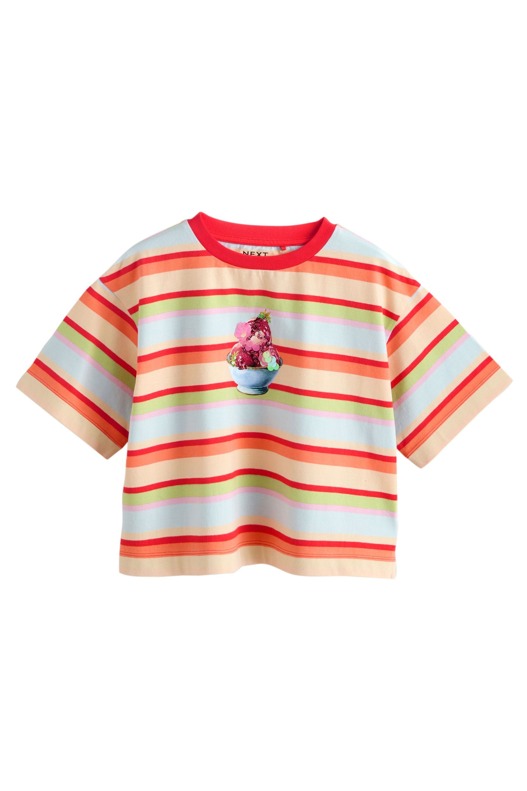 Paillettenshirt Kastiges Oversized Fit T-Shirt mit Pailletten