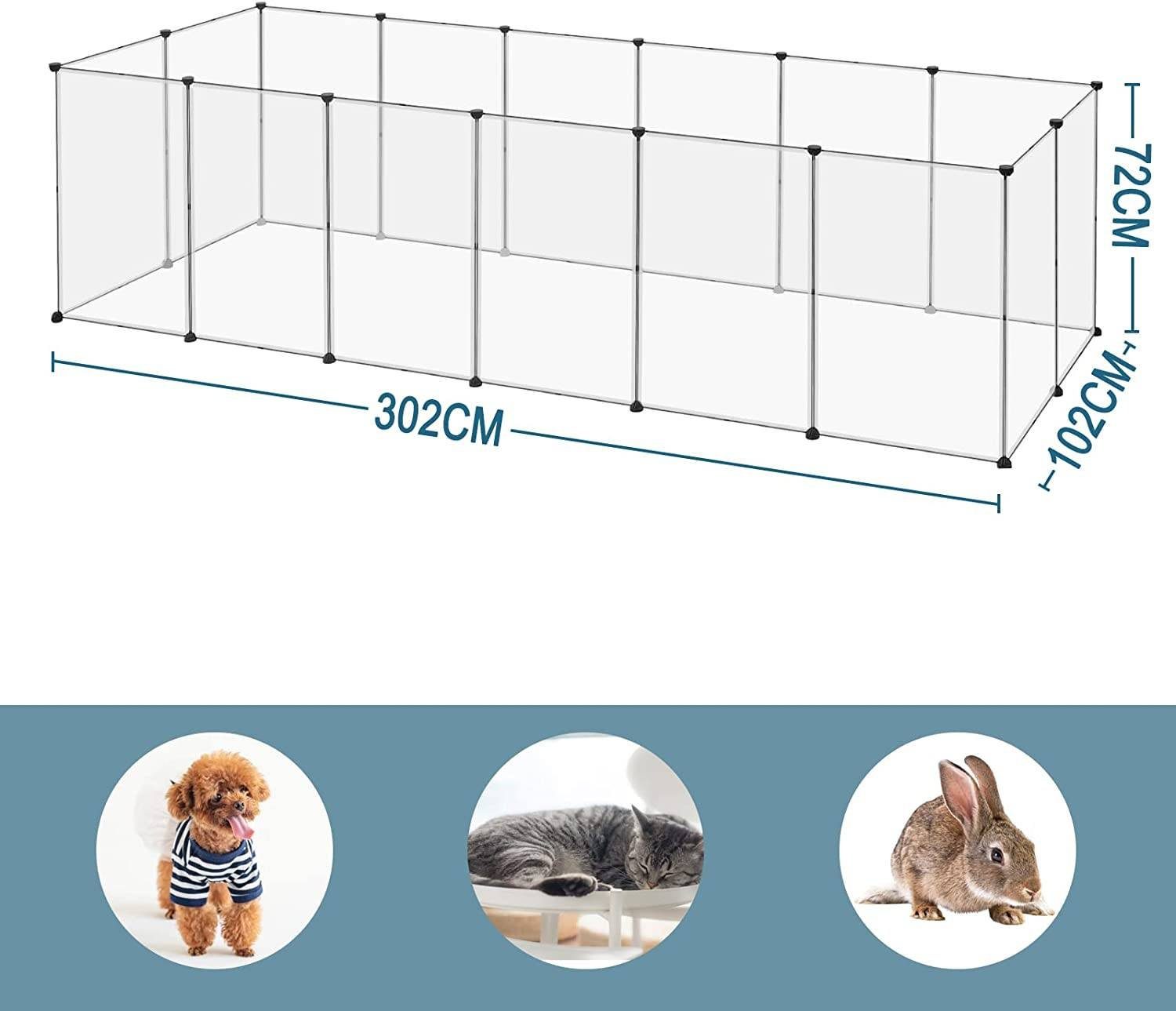 EUGAD Freigehege, DIY 16 Platten Transparent 302x72x102cm