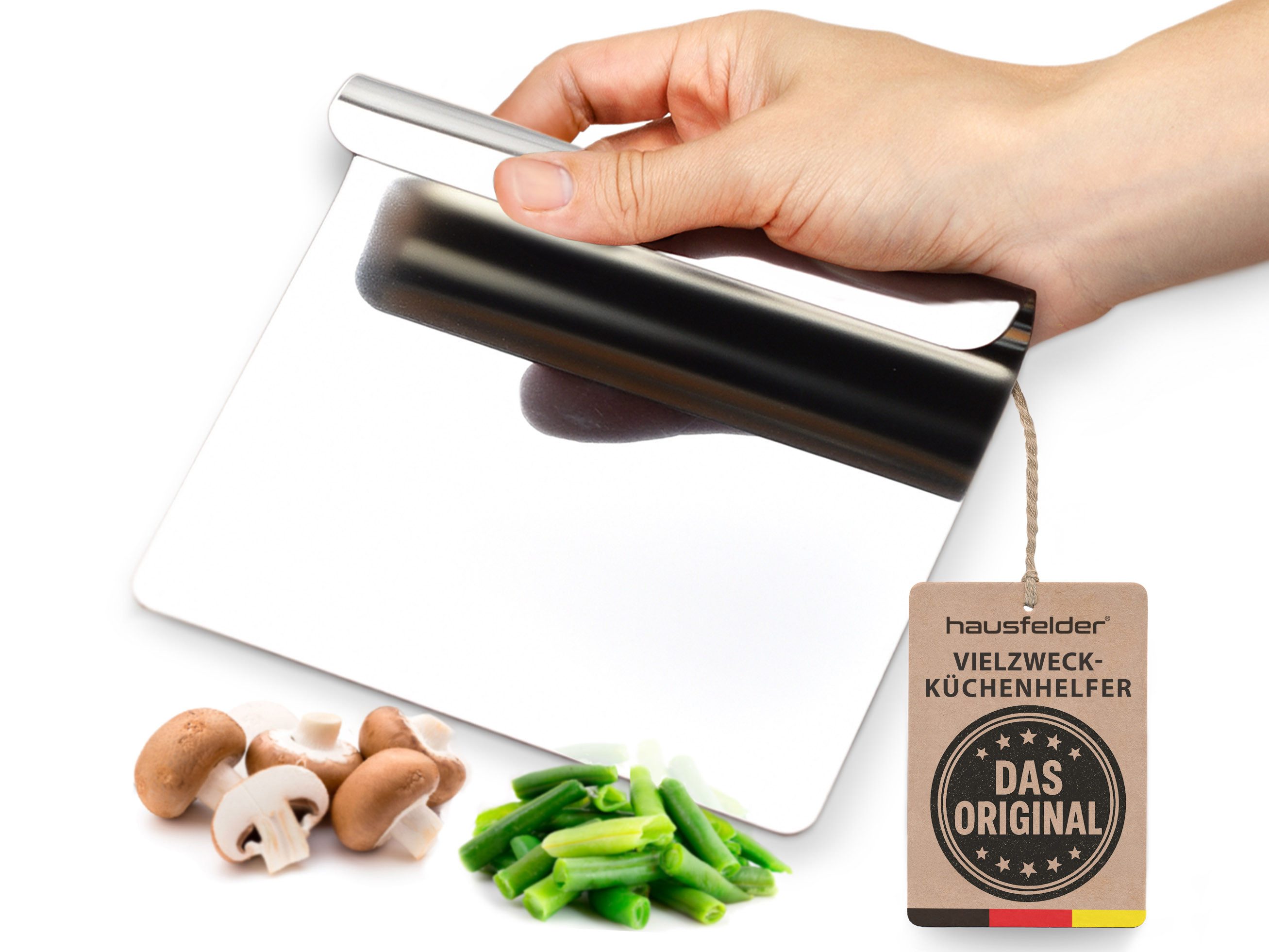 Hausfelder Küchenschaufel VIELZWECK-KÜCHENHELFER, 18/10 Edelstahl, 12x14 cm, Kochschaufel,1 St, Kochschaufel aus Edelstahl, zum Servieren und Aufnehmen