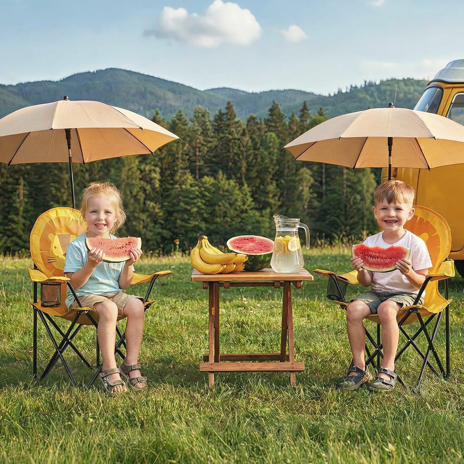 SUNULA Campingstuhl Kinder Klappstuhl Gartenstuhl Camping Kinderklappstuhl Anglerstuhl (2 St), Kinder-Anglersessel, wählbar als Bär, Elefant, Frosch oder Löwe