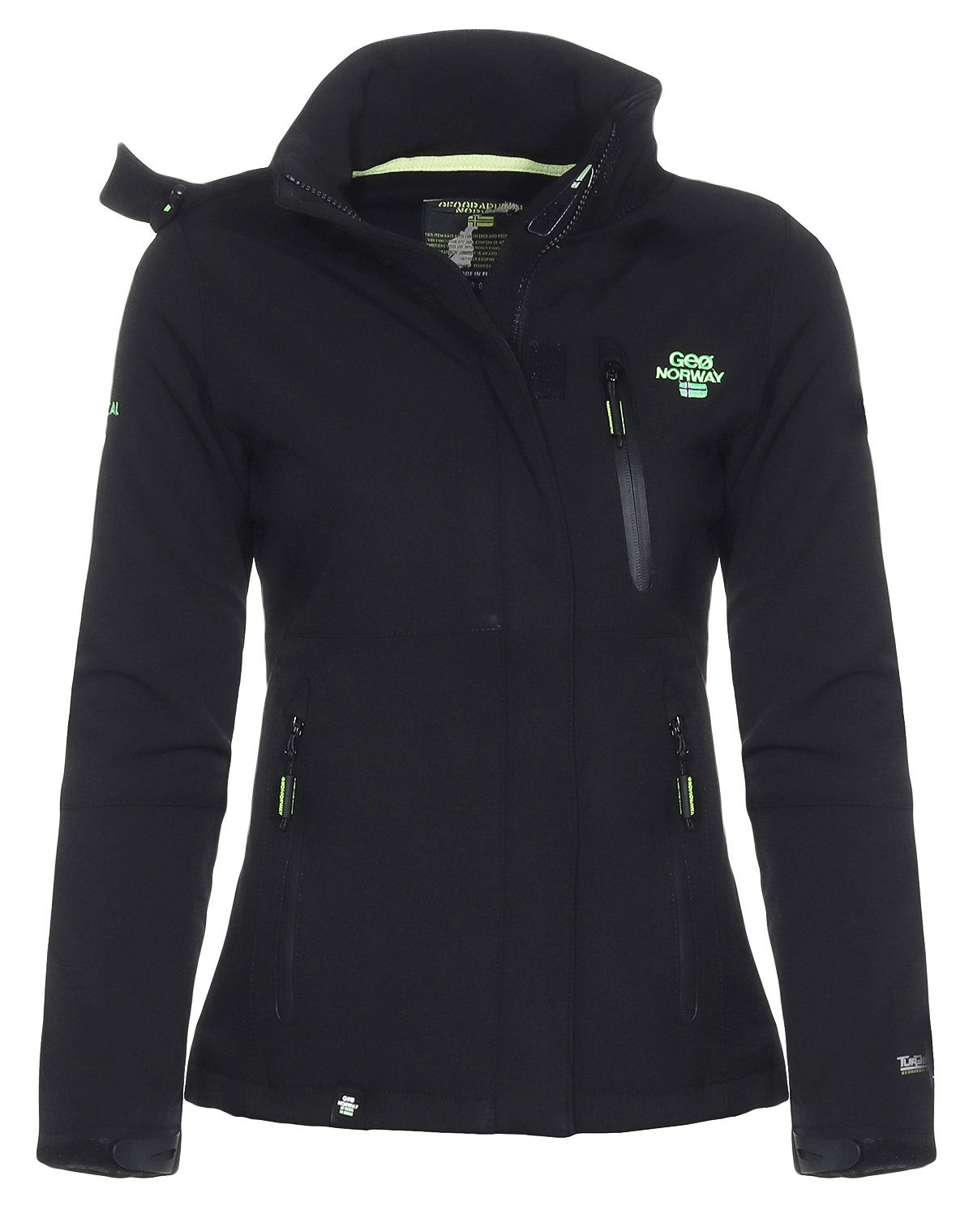 by Kapuze, Norway Geographical Softshelljacke Geographical Wetterschutz Damen mit Norway Schwarz abnehmbarer Softshelljacke G-Tara leyoley Stehkragen,