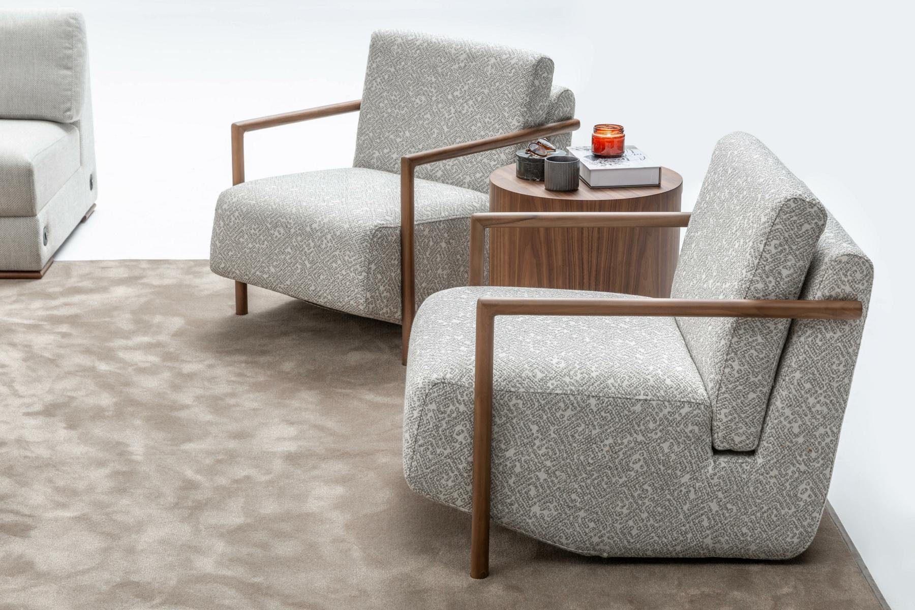 Sessel Design Modern Made 1 Sessel), Möbel in Grau (2x Polster Europe Sitzer JVmoebel Wohnzimmer Sessel 2x