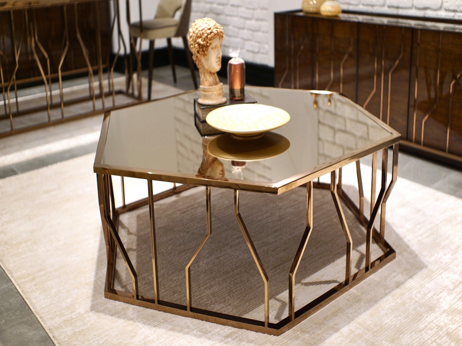JVmoebel Couchtisch Eleganter Designer Tisch aus Glas und Holz für das Wohnzimmer