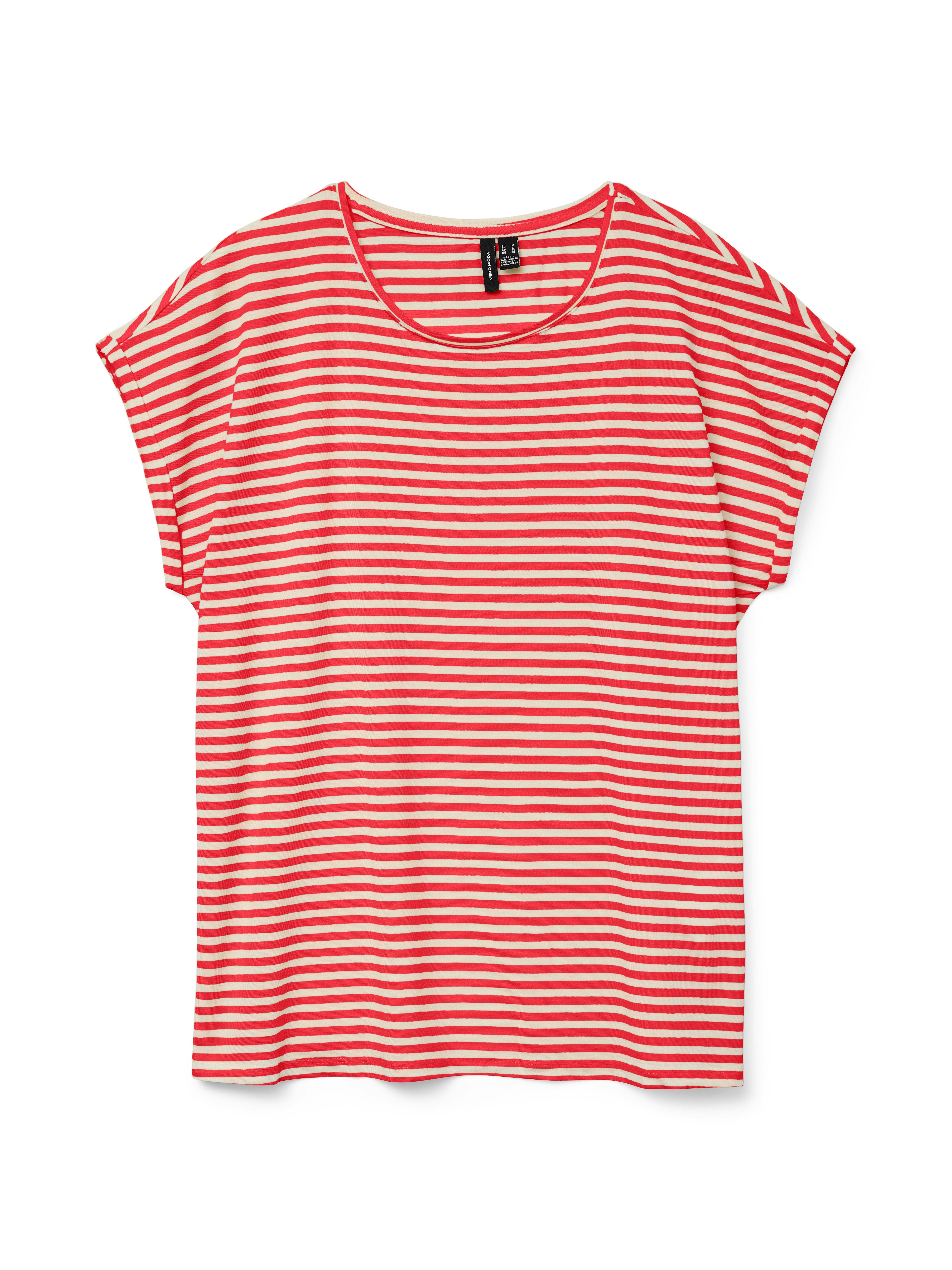 Rundhalsshirt VMAVA PLAIN SS TOP STRIPE GA JRS NOOS