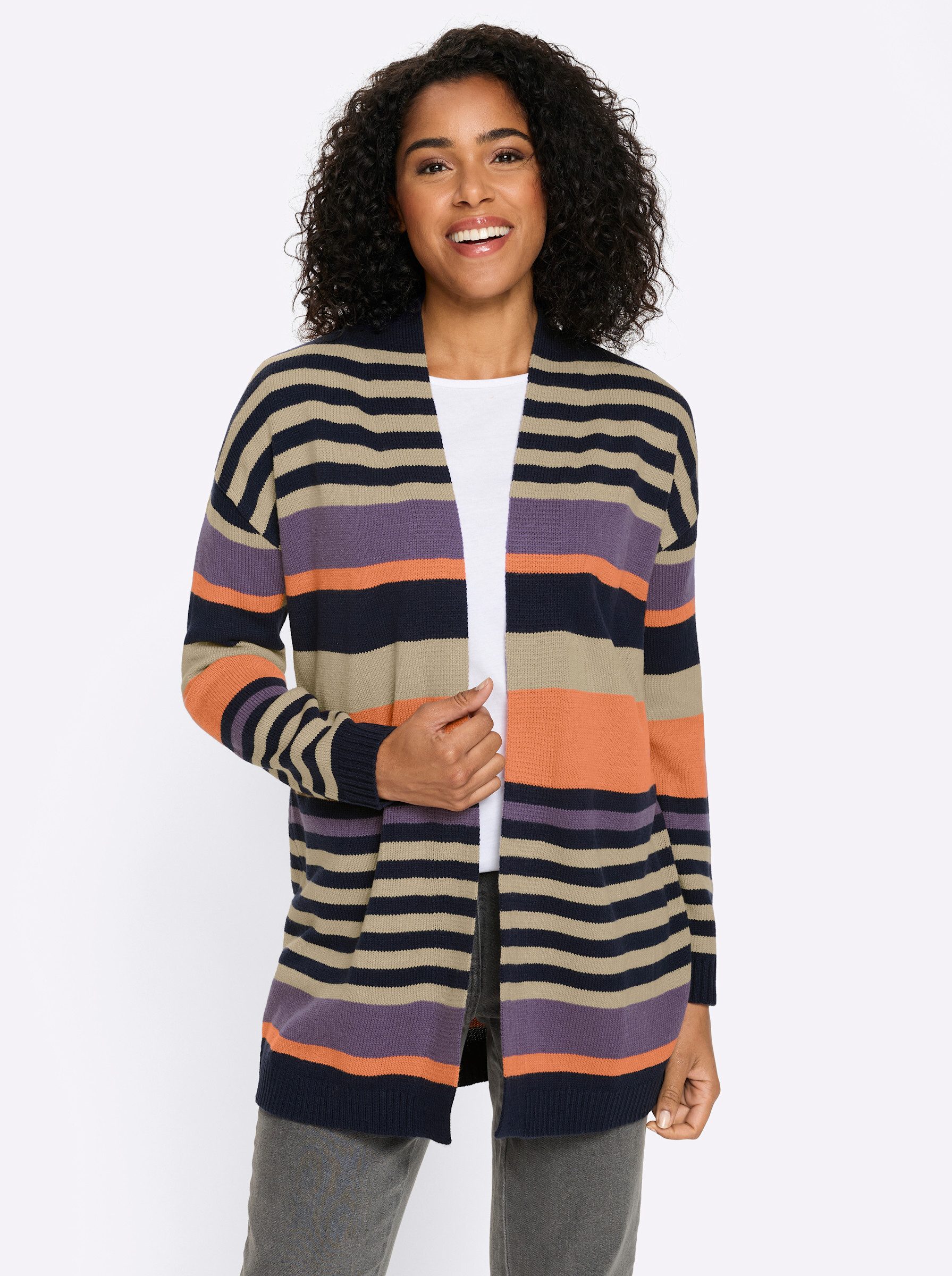 Sieh an! Strickjacke Long-Strickjacke Langarm Jersey günstig online kaufen