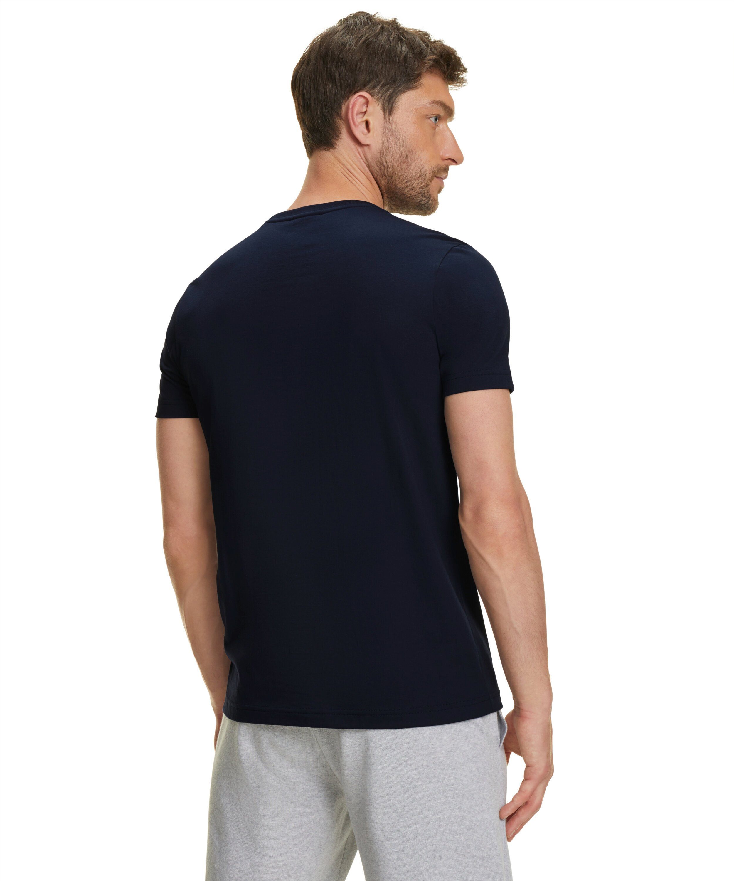 (1-tlg) space Pima-Baumwolle hochwertiger blue FALKE T-Shirt aus (6116)