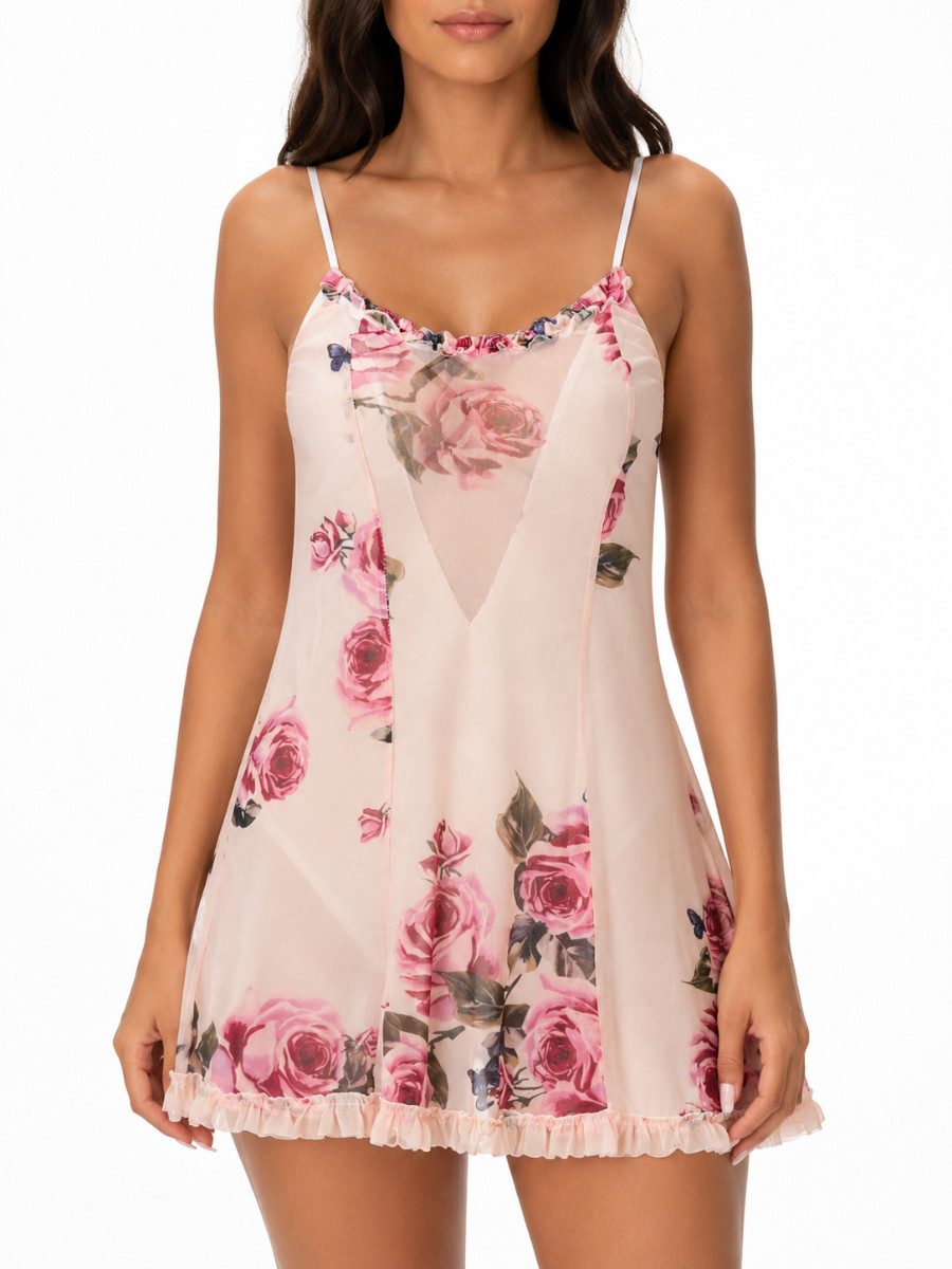 Elegant Love Negligé Rückenfreies Mesh Kleid – Sommerkleid und elegante Damen Dessous Bequemes Nachthemd – Weiches Schlafkleid für die Nacht