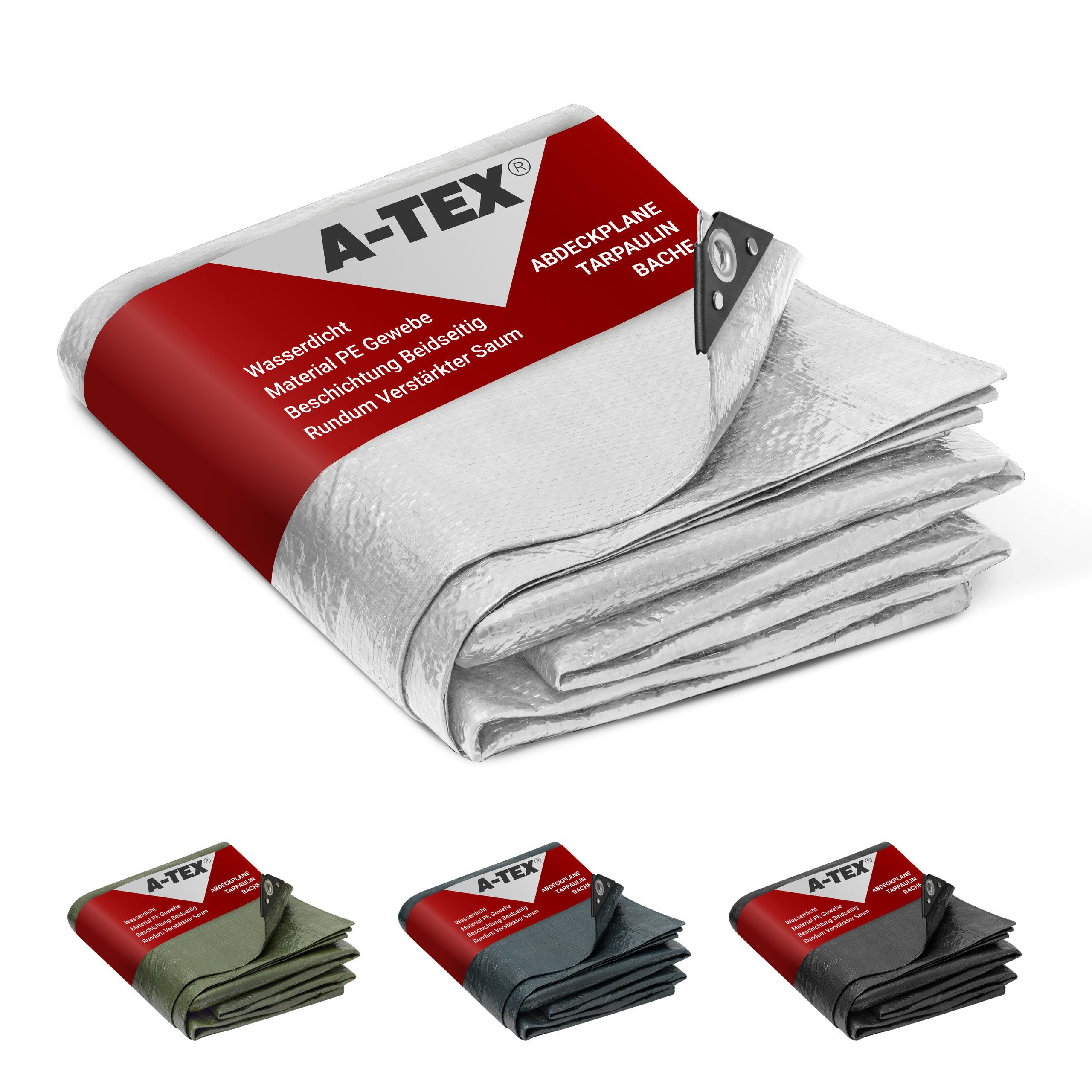 A-TEX® Schutzplane Abdeckplane Gewebeplane Plane mit Ösen 90 g/m² weiß 2 x 3 m