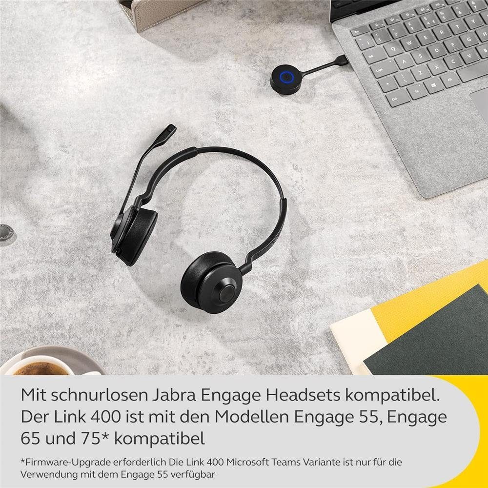 Schwarz) Adapter Link (für MS Variante, USB-A Jabra ausgewählte DECT Jabra 400 Wireless-Headset Engage,