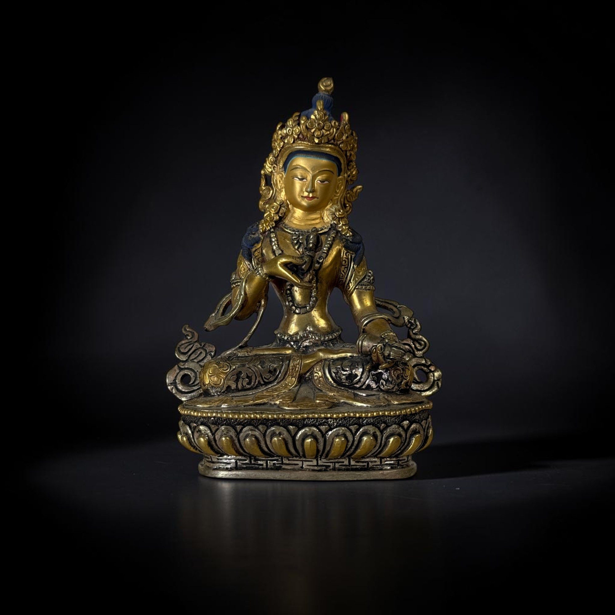 Asien LifeStyle Buddhafigur Alte Vajrasattva Bronze Figur Tibet China 15cm