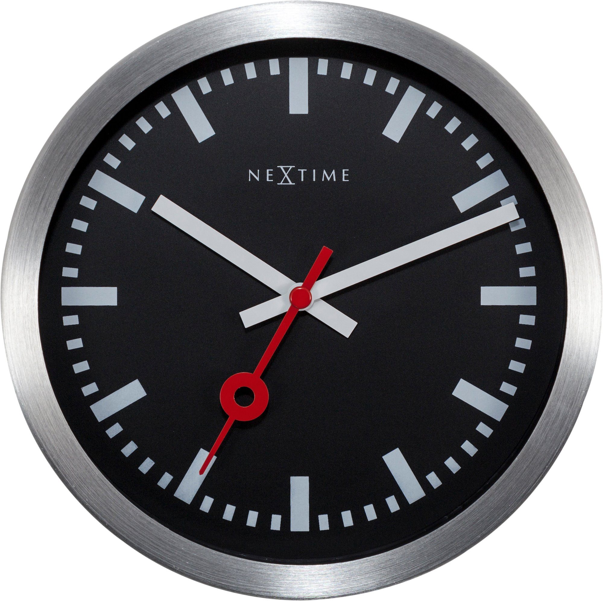 NEXTIME Wanduhr 3998 (im ikonischen Bahnhofsuhr Design) schwarz