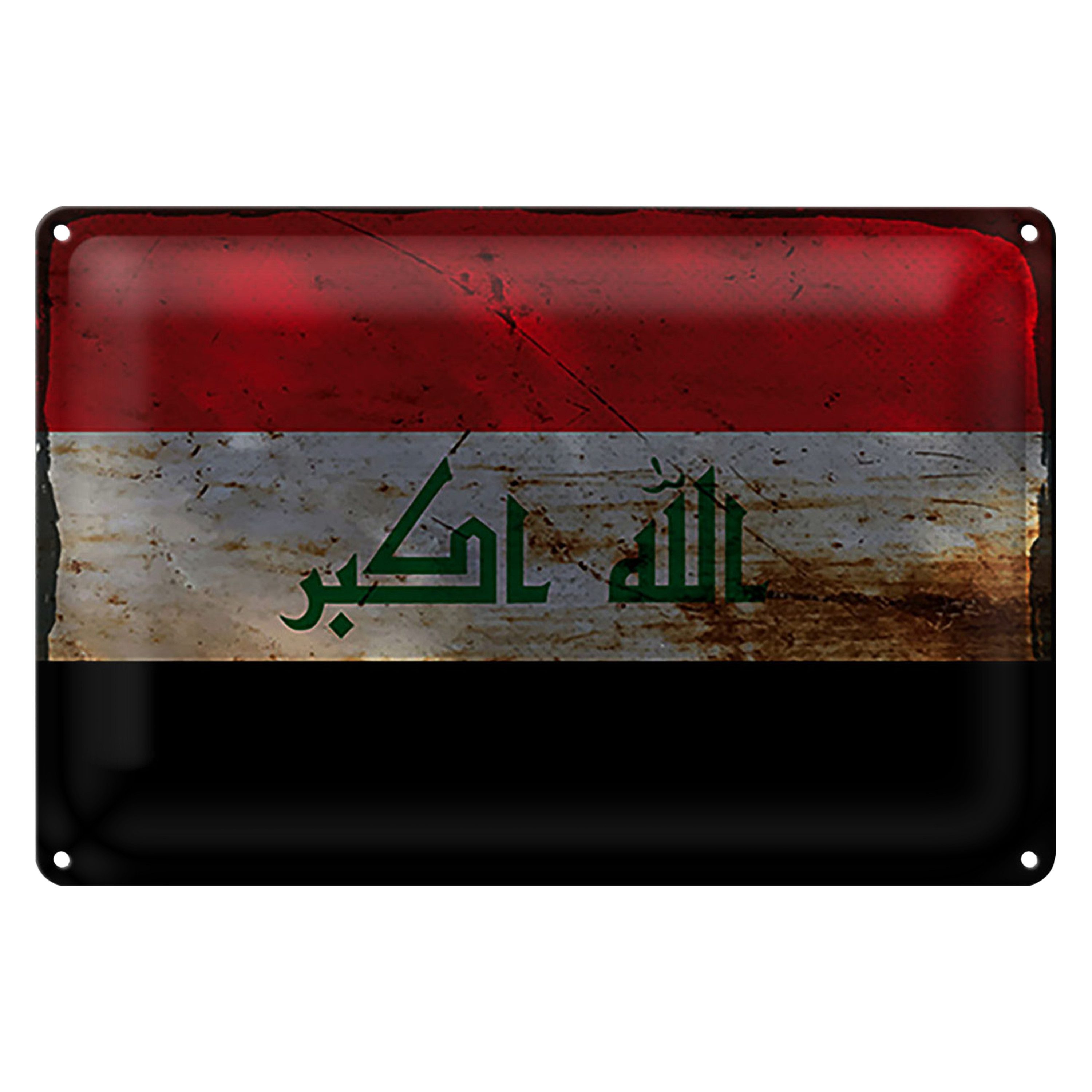 Roomando Metallschild Flagge Irak 18x12cm Flag of Iraq Rost