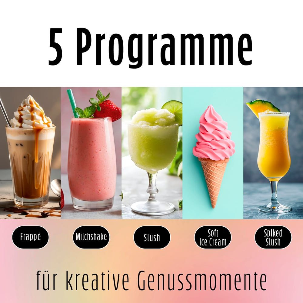 GOURMETmaxx Slush-Eismaschine FreezeUp Slush Eis Maschine für vielseitige Drinks und Desserts, 200 W