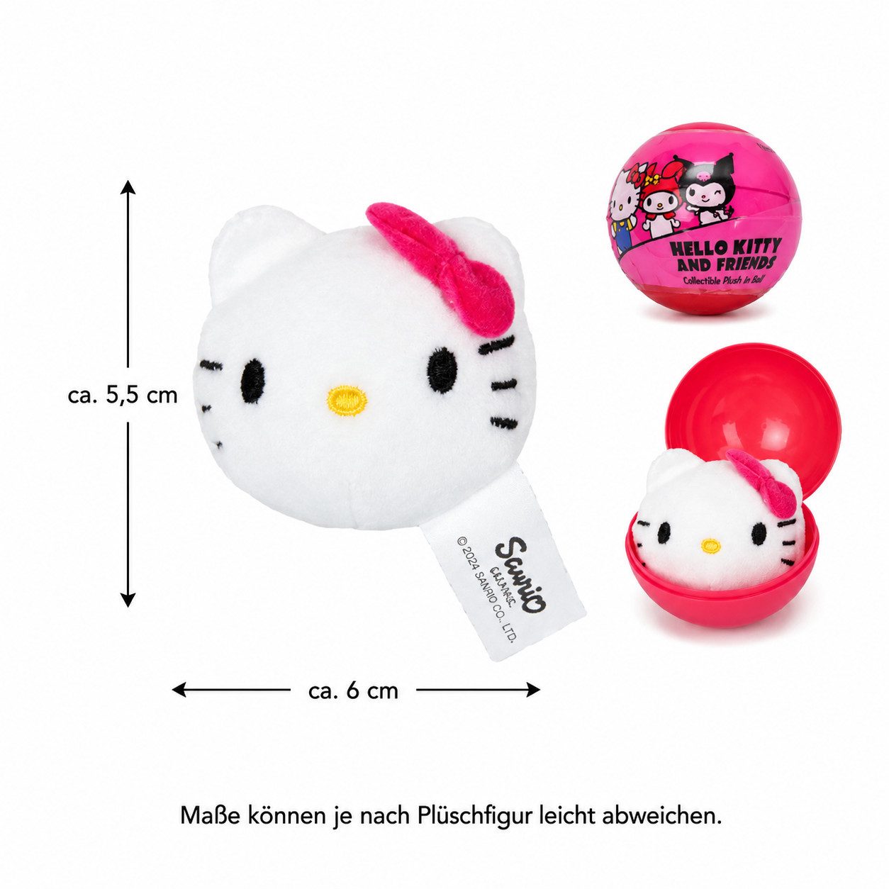 SANRIO Spielfigur Hello Kitty and Friends Mystery Kapsel Plüschfigur zufällig Figur, (Spar-Set, 1-tlg), Überraschungskugel mit weicher Sammelfigur, nicht wählbar